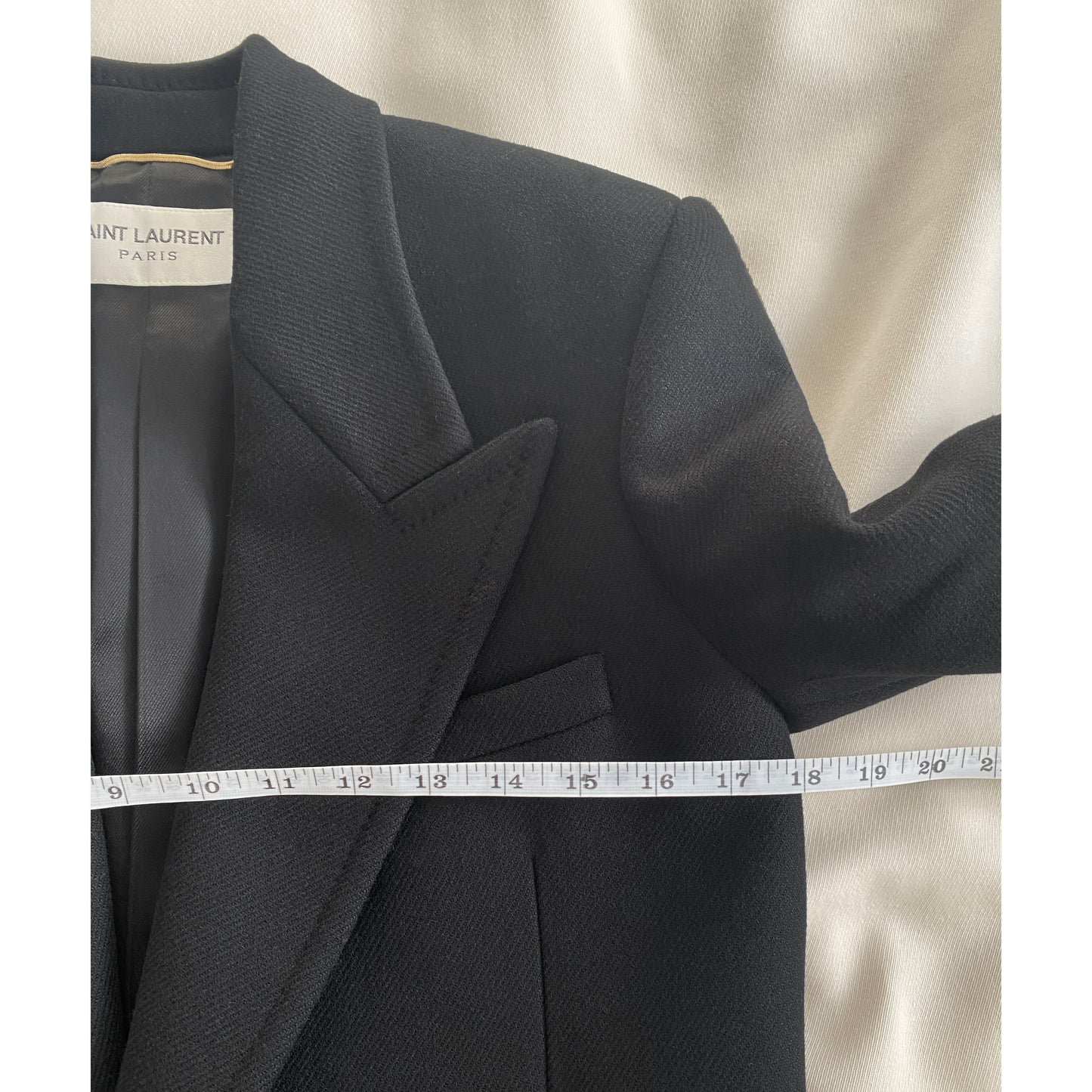 Saint Laurent Black Wool Tailored Coat, size 38 (fits like size 2)