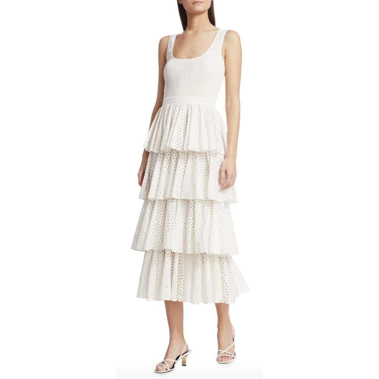 Rhode Resort "Naomi" Tiered Dress in Ivory, size large (fits 8/10)