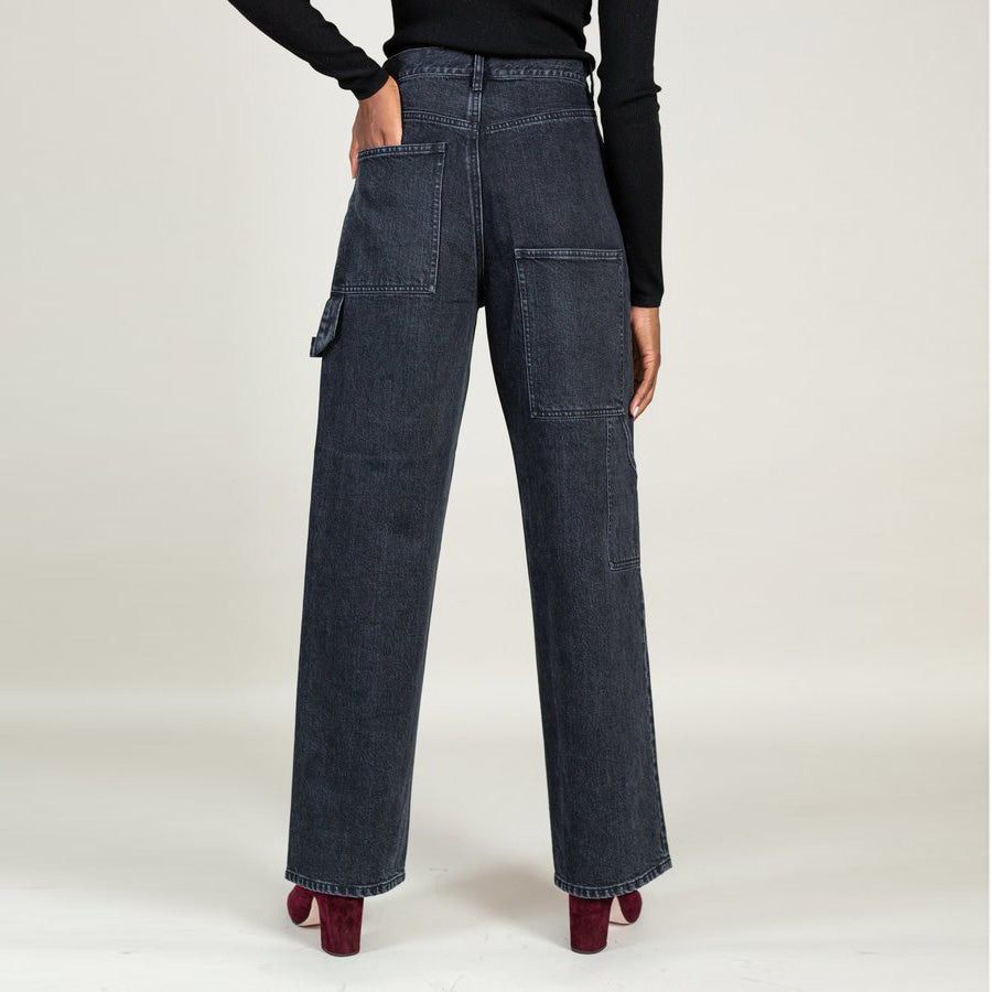 Tibi "Sam" Carpenter Jeans in Wash Black, size 32