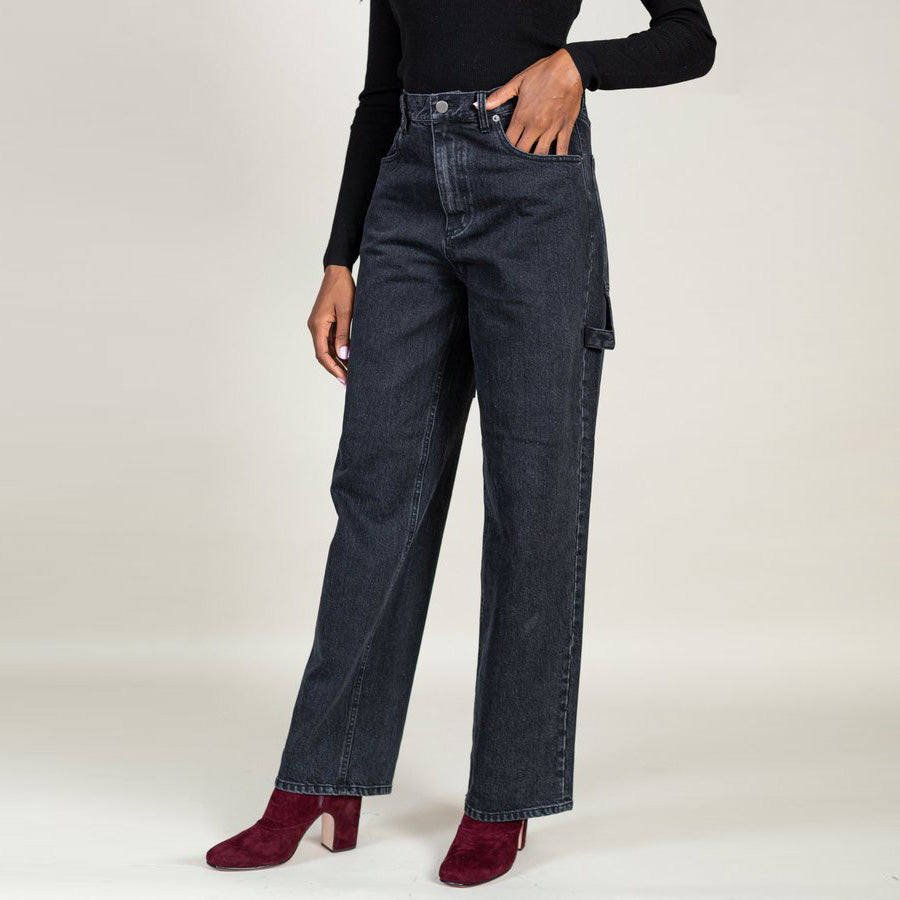 Tibi "Sam" Carpenter Jeans in Wash Black, size 32