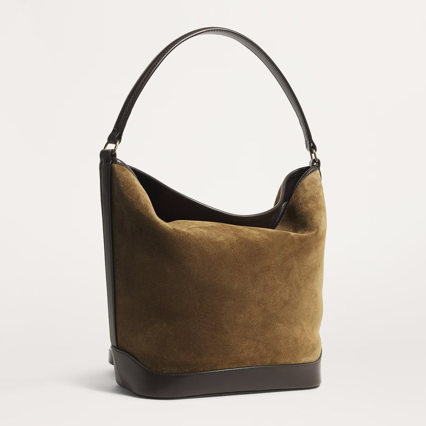Sandro Paris "Tangoso" Suede-Leather Bucket Bag in Camel