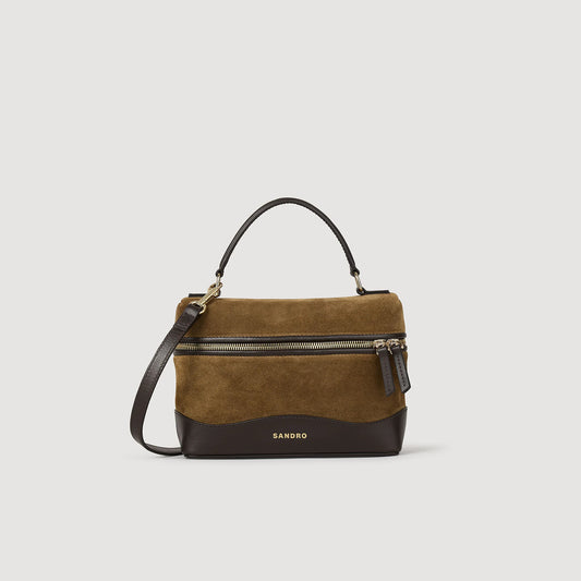 Sandro "Tangolino" Leather And Suede Vanity Bag in Camel