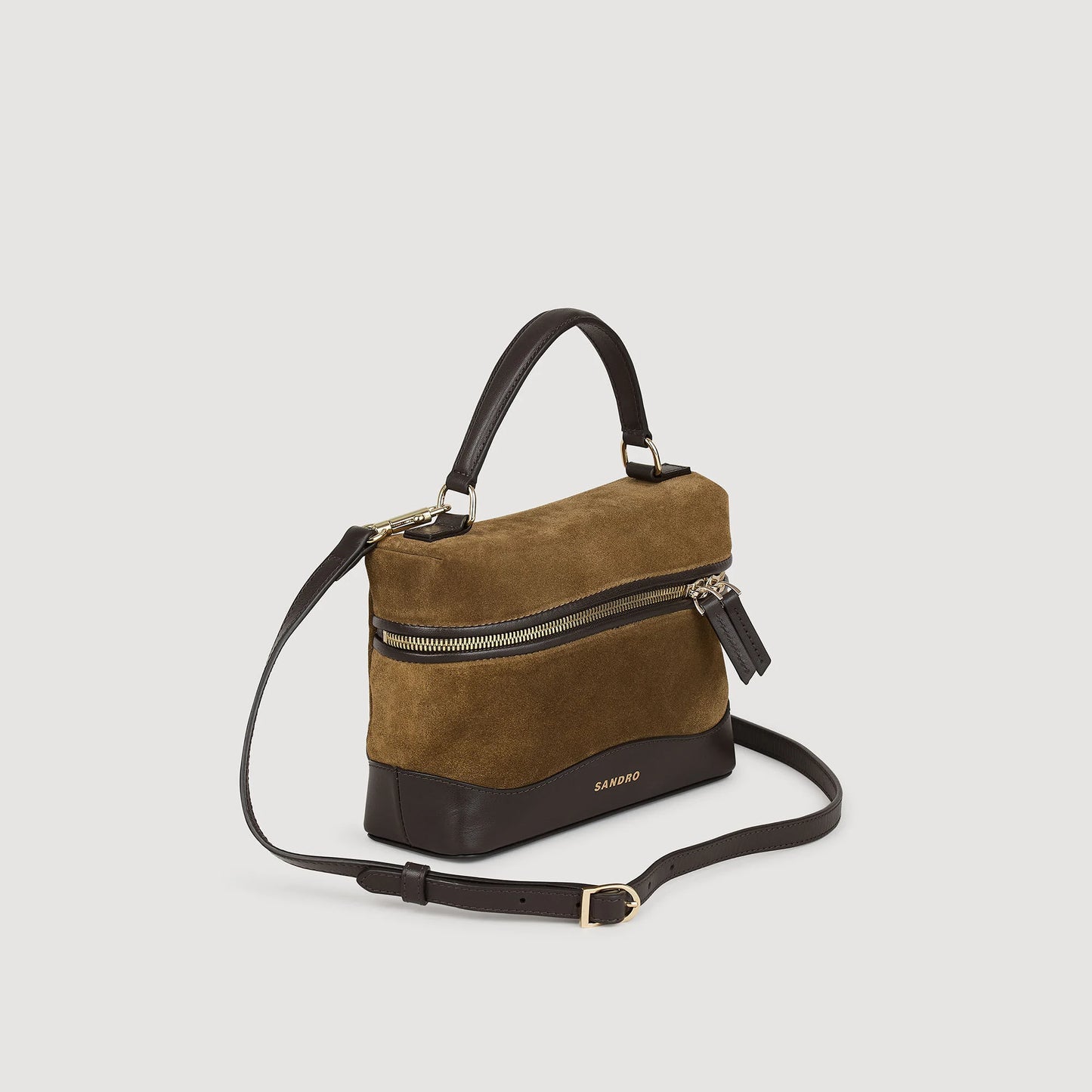 Sandro "Tangolino" Leather And Suede Vanity Bag in Camel