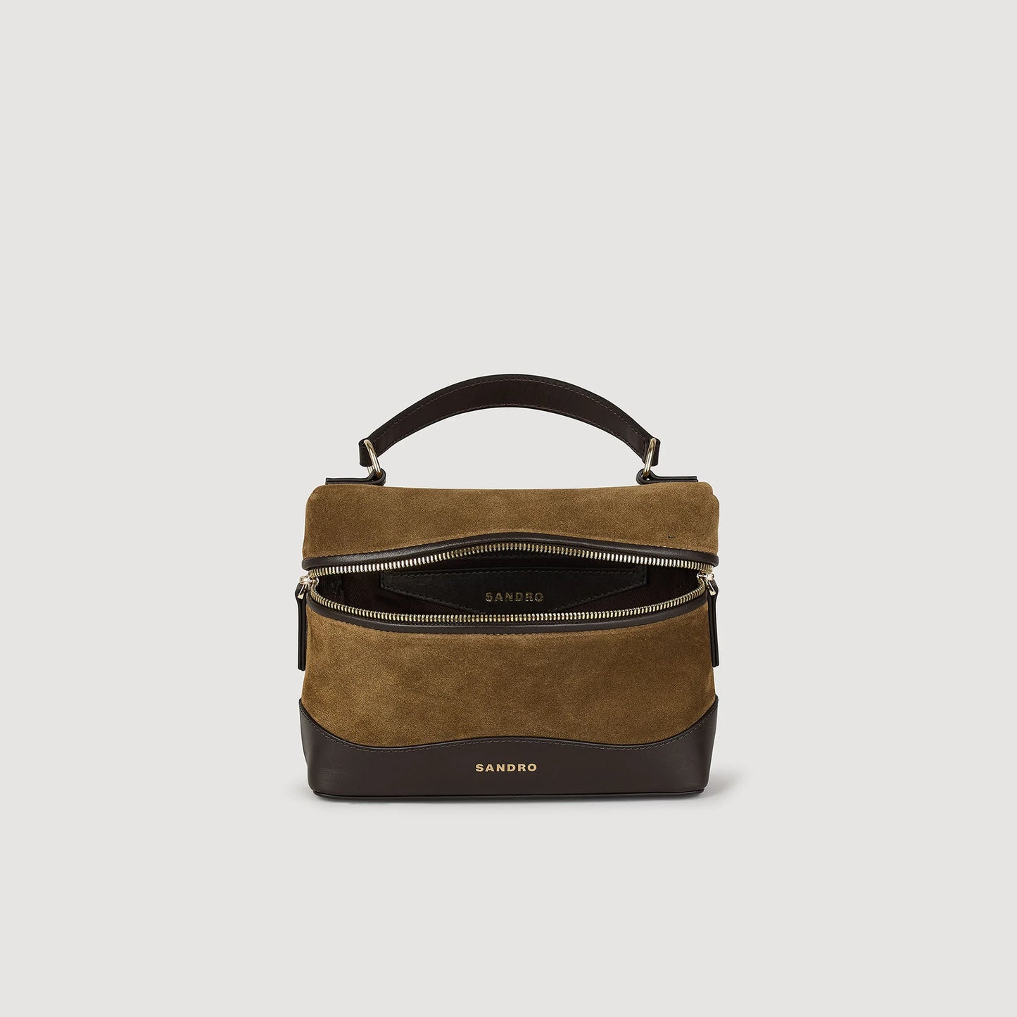 Sandro "Tangolino" Leather And Suede Vanity Bag in Camel