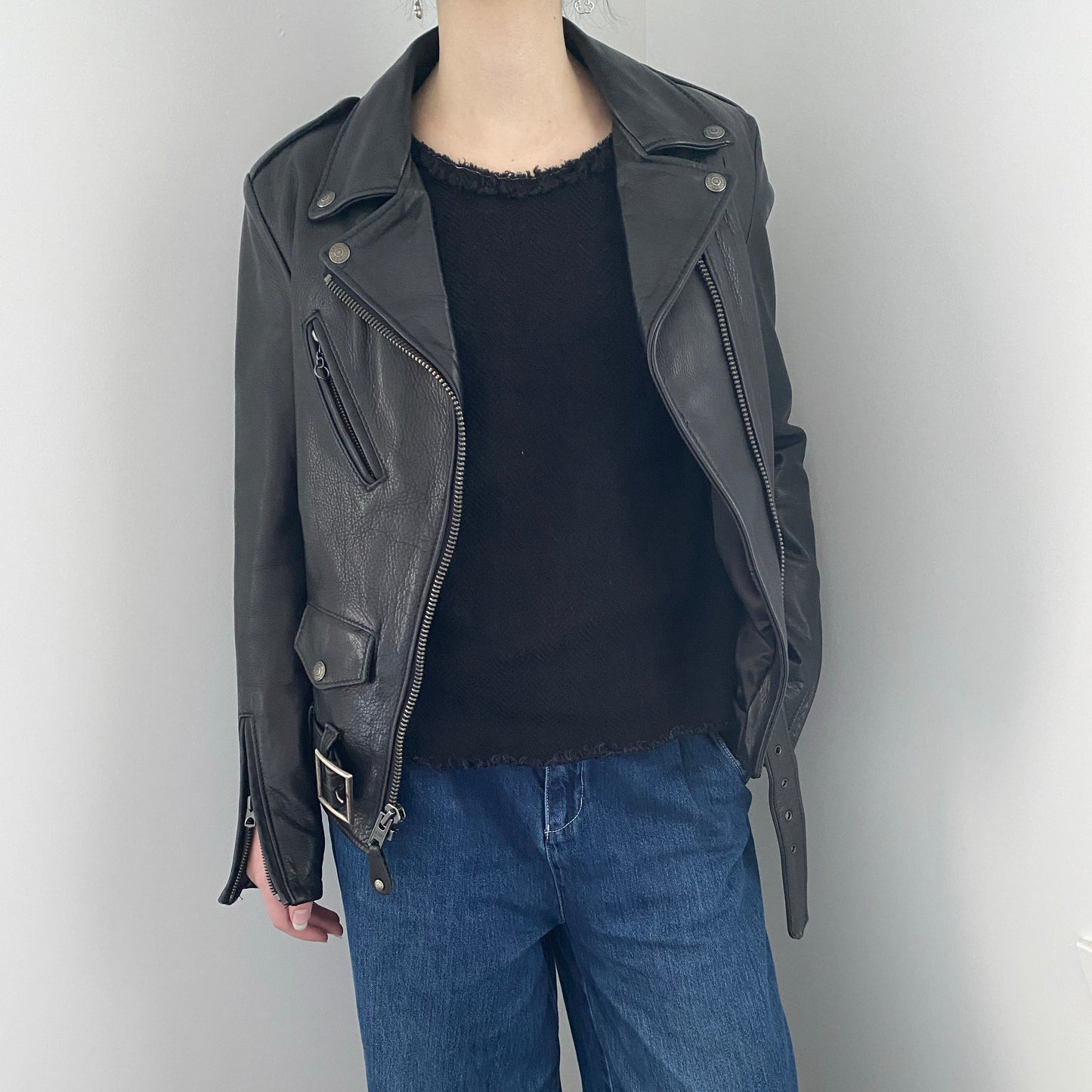 Veste en cuir Schott NYC noire « Perfecto », taille XS