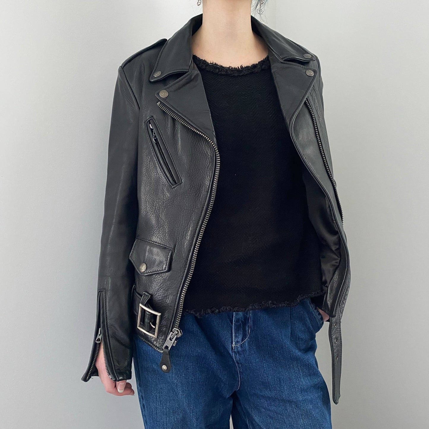 Veste en cuir Schott NYC noire « Perfecto », taille XS