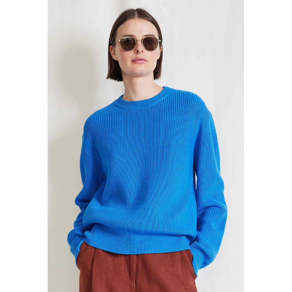 Apiece Apart "Everyday" Ribbed Wool Sweater in Blue, Size Small