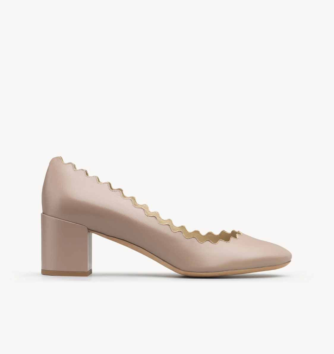 Escarpins Chloé Lauren en cuir nu festonné, taille 40,5