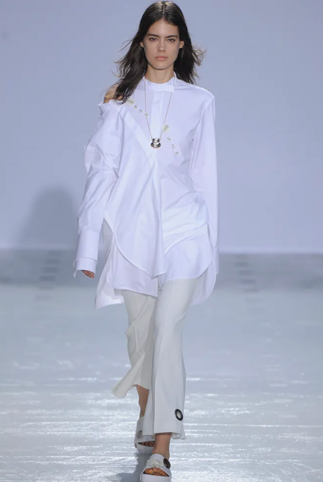 Ellery Poplin Shirt with Gathered Detailing in White, size 6