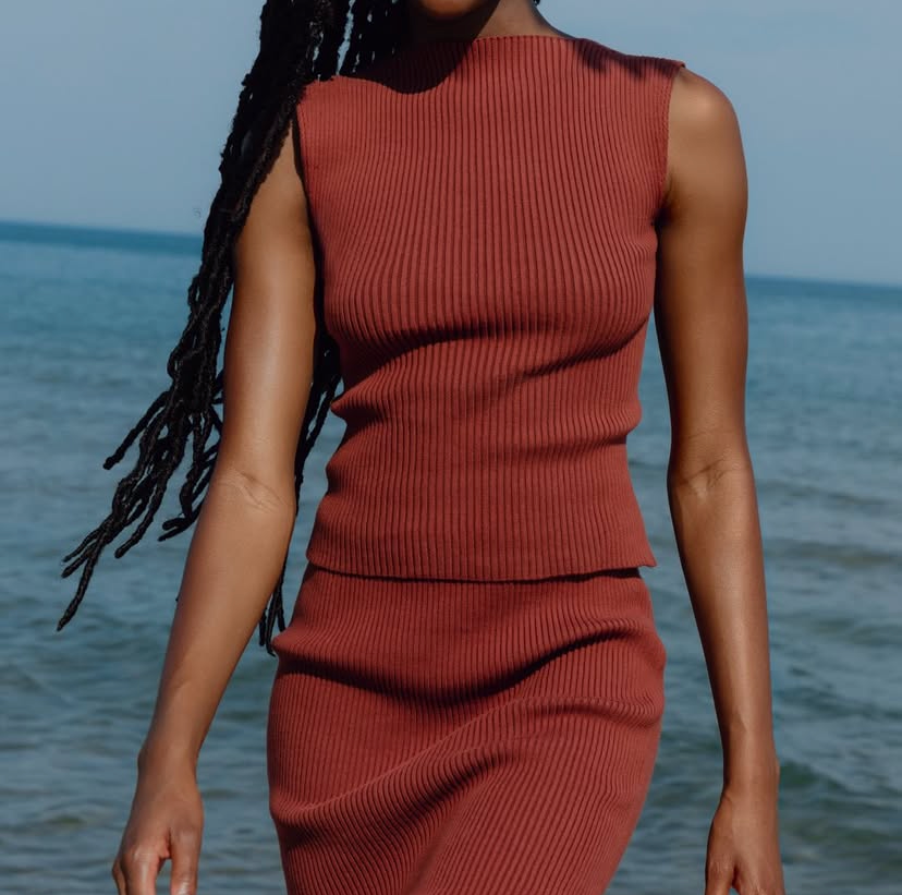 And Or Collective Ribbed Knit Set in "Sedona", size "1" top, size "2" skirt