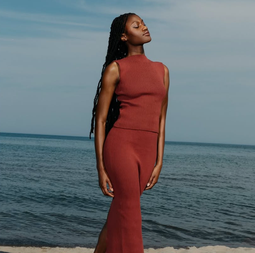 And Or Collective Ribbed Knit Set in "Sedona", size "1" top, size "2" skirt