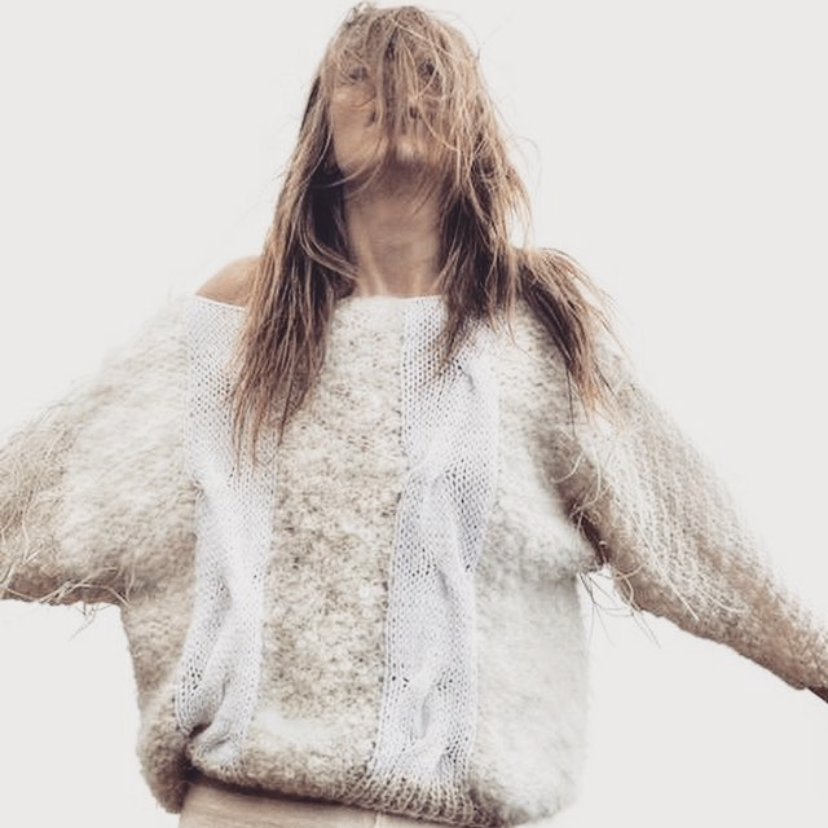 Gudrun & Gudrun Cable Knit Sweater in Beige/White - fits Medium ish