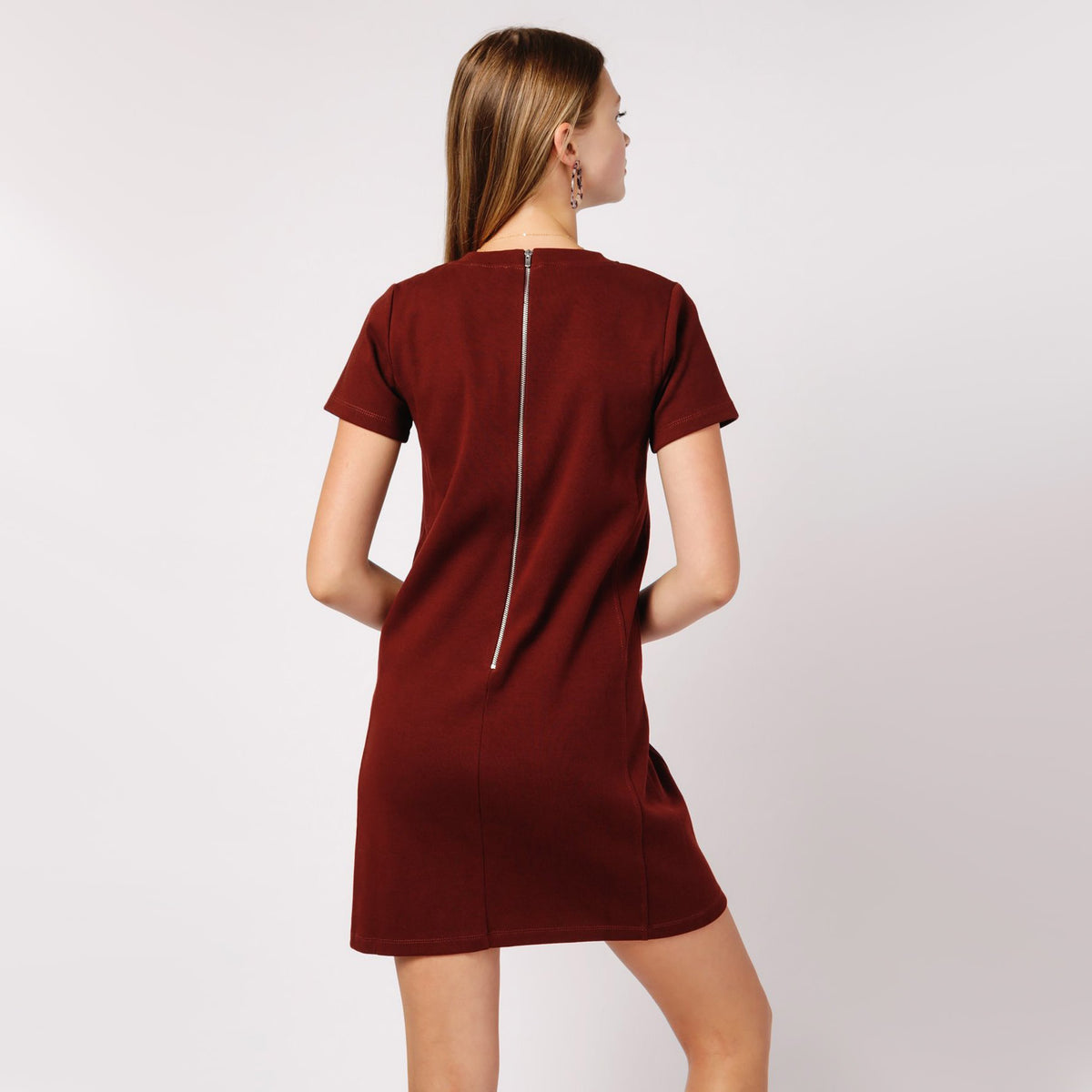 A.P.C. "Shae" Tee Shirt Dress in Burgundy, size Medium