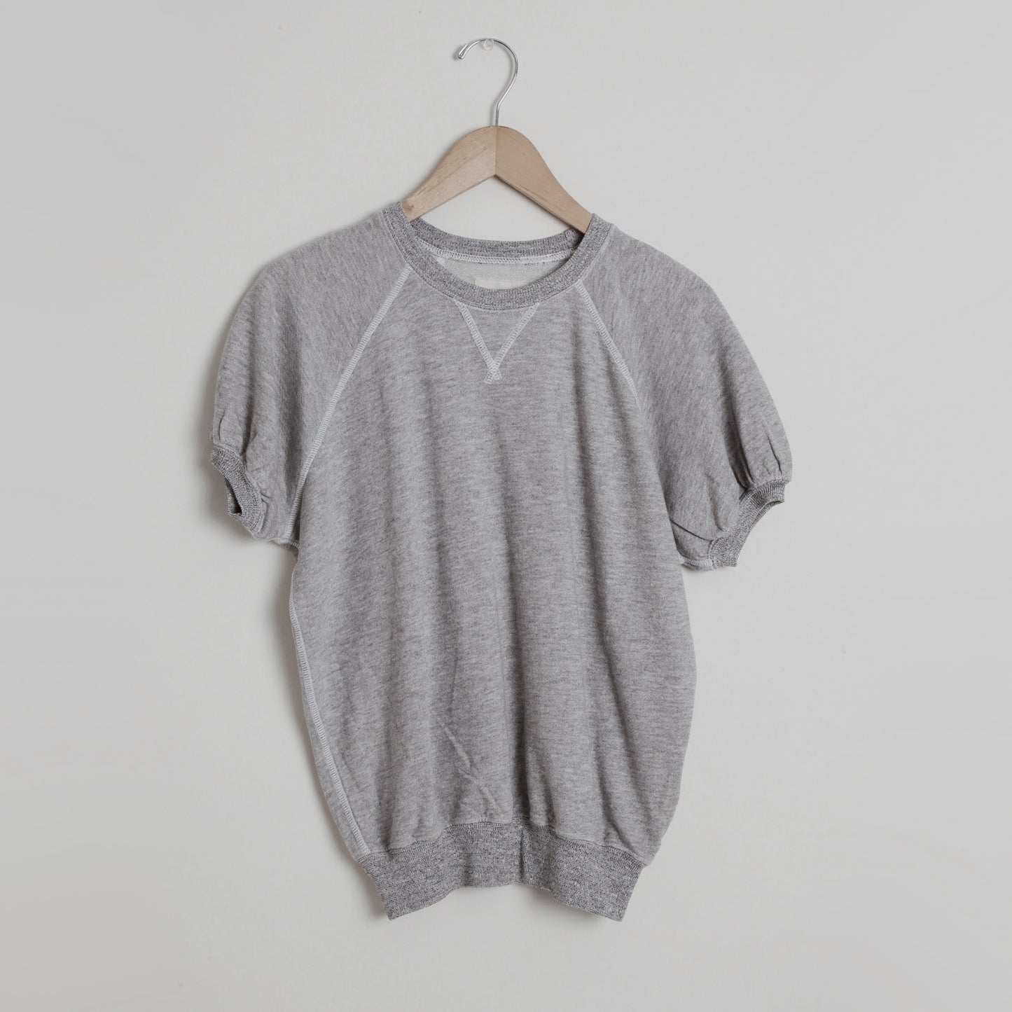 The Great Short Puff Sleeve Sweatshirt in Varsity Grey, size "1" (fits S/M)