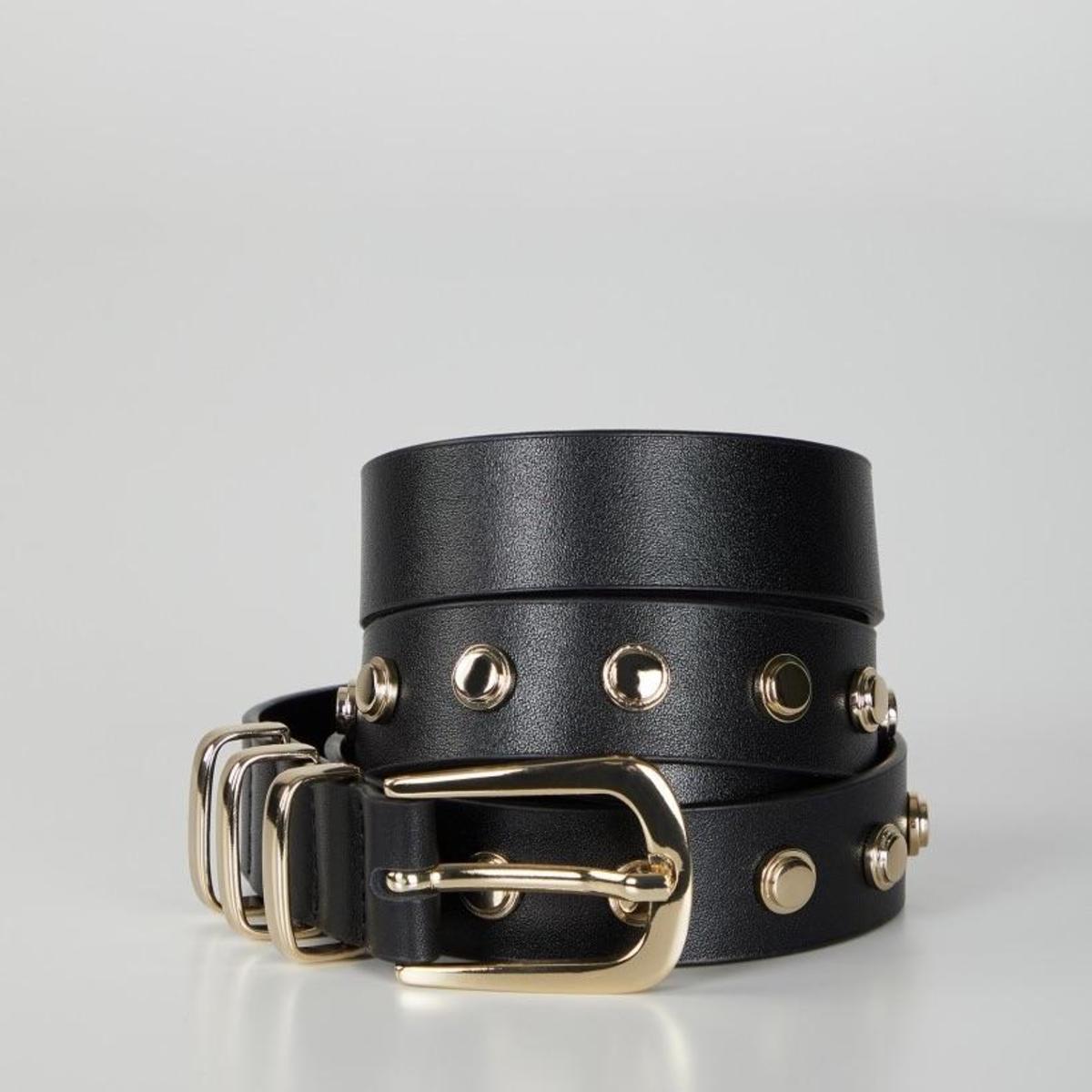 Anine Bing "Sienna" Studded Leather Belt in Black, size M/L