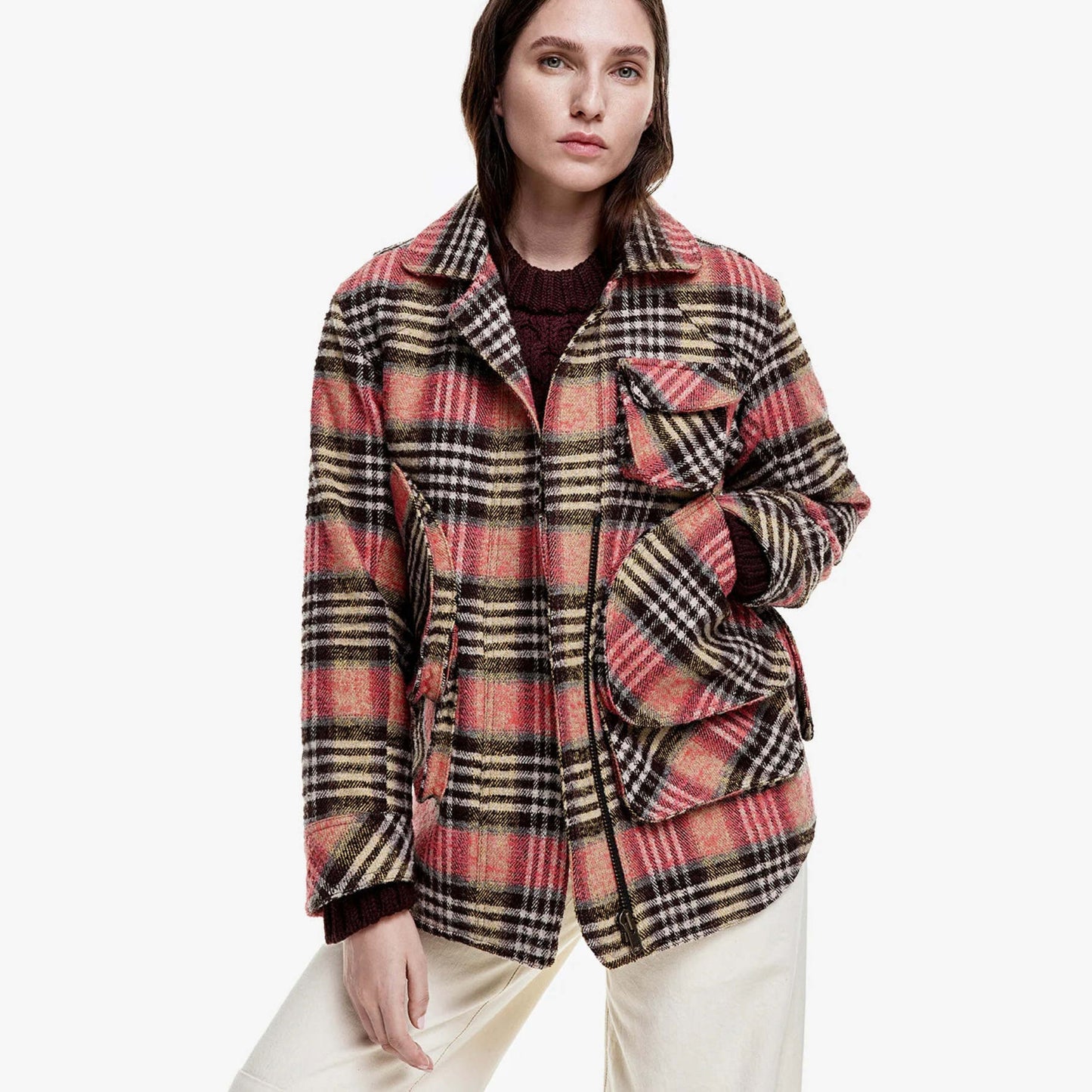 Smythe Barn Jacket in Pink Plaid, size XS (fits size small)