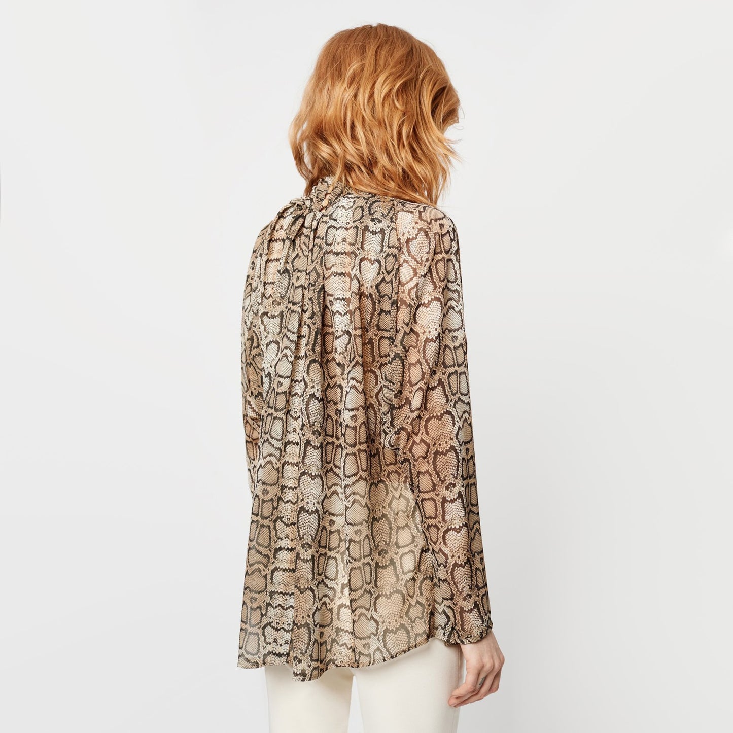 Smythe Snake Print Turtleneck Blouse, size XS (fits XS/S)