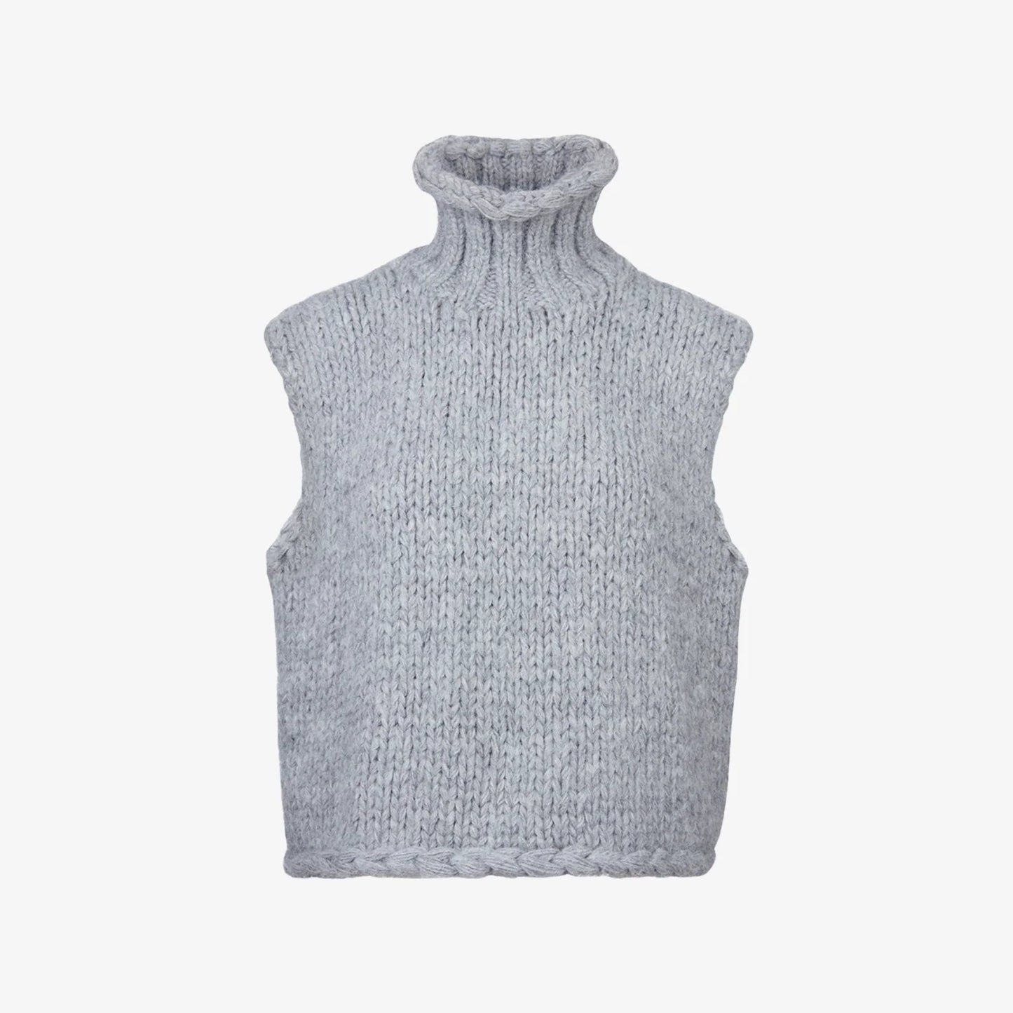 Smythe x Augden Handknit Sleeveless Turtleneck in Grey, size Medium