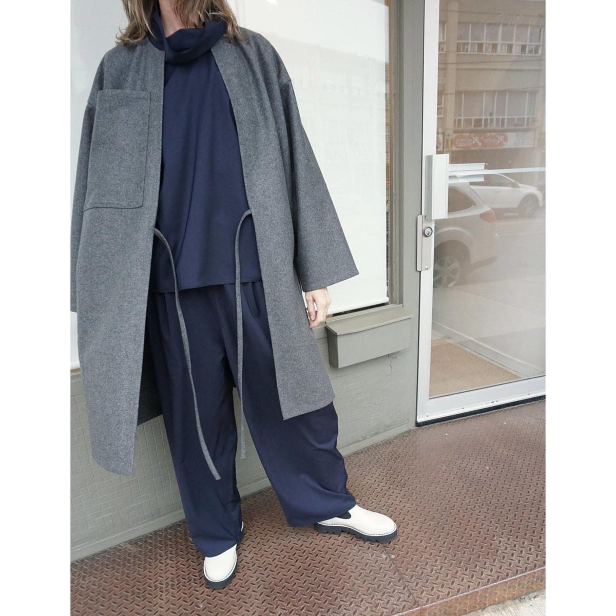 Sofie D'Hoore "Carol" Wrap Coat in "Graphite Melange", size 38 (fits Medium ish?)