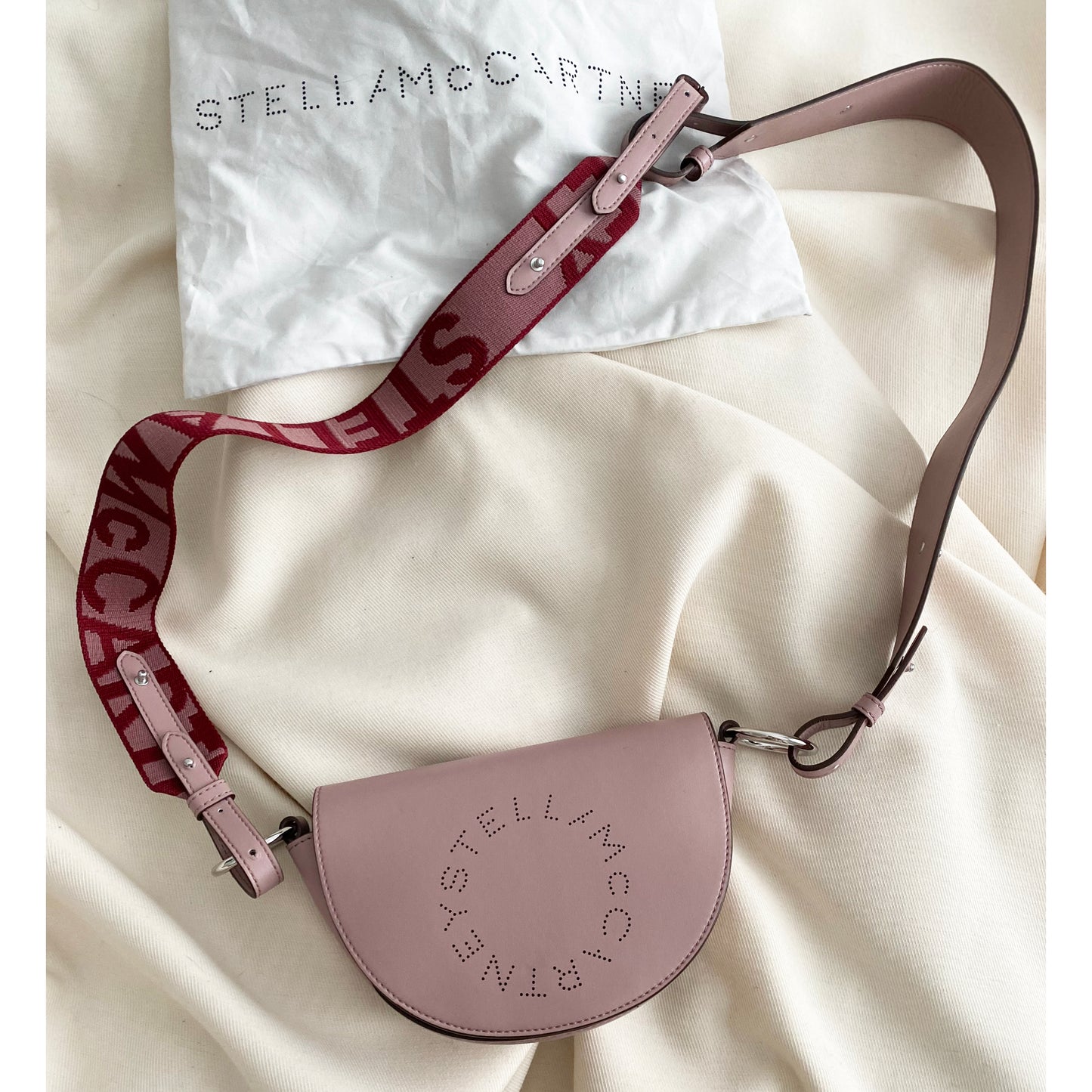 Stella McCartney Half Moon Logo Shoulder Bag in Shell Pink