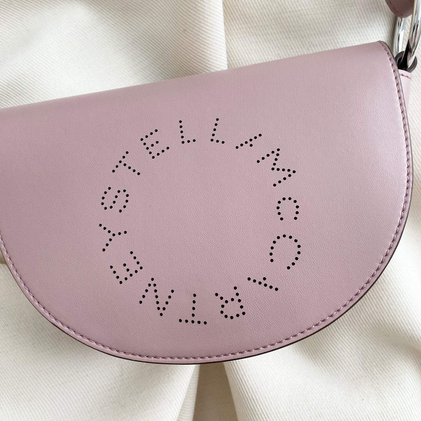 Stella McCartney Half Moon Logo Shoulder Bag in Shell Pink