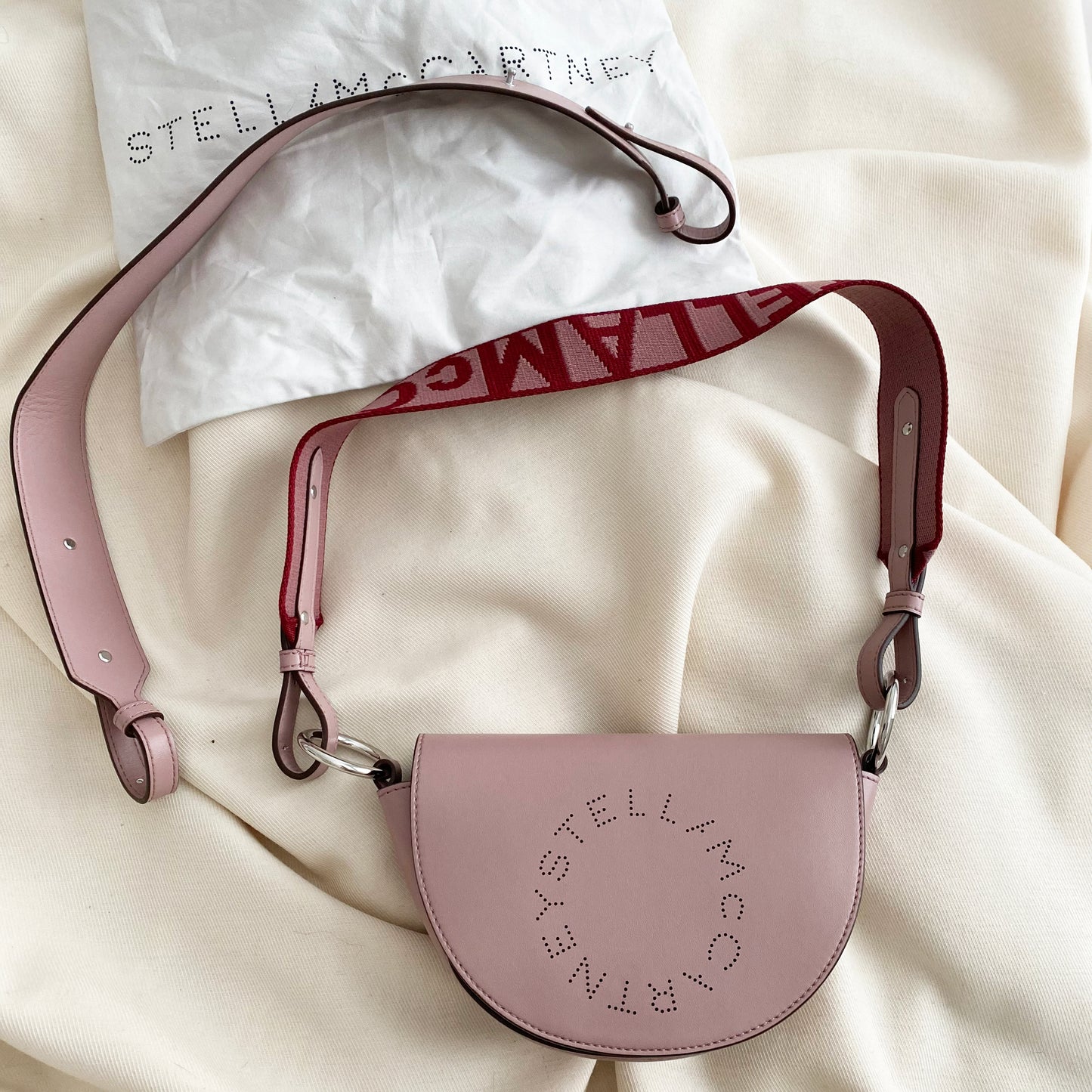 Stella McCartney Half Moon Logo Shoulder Bag in Shell Pink