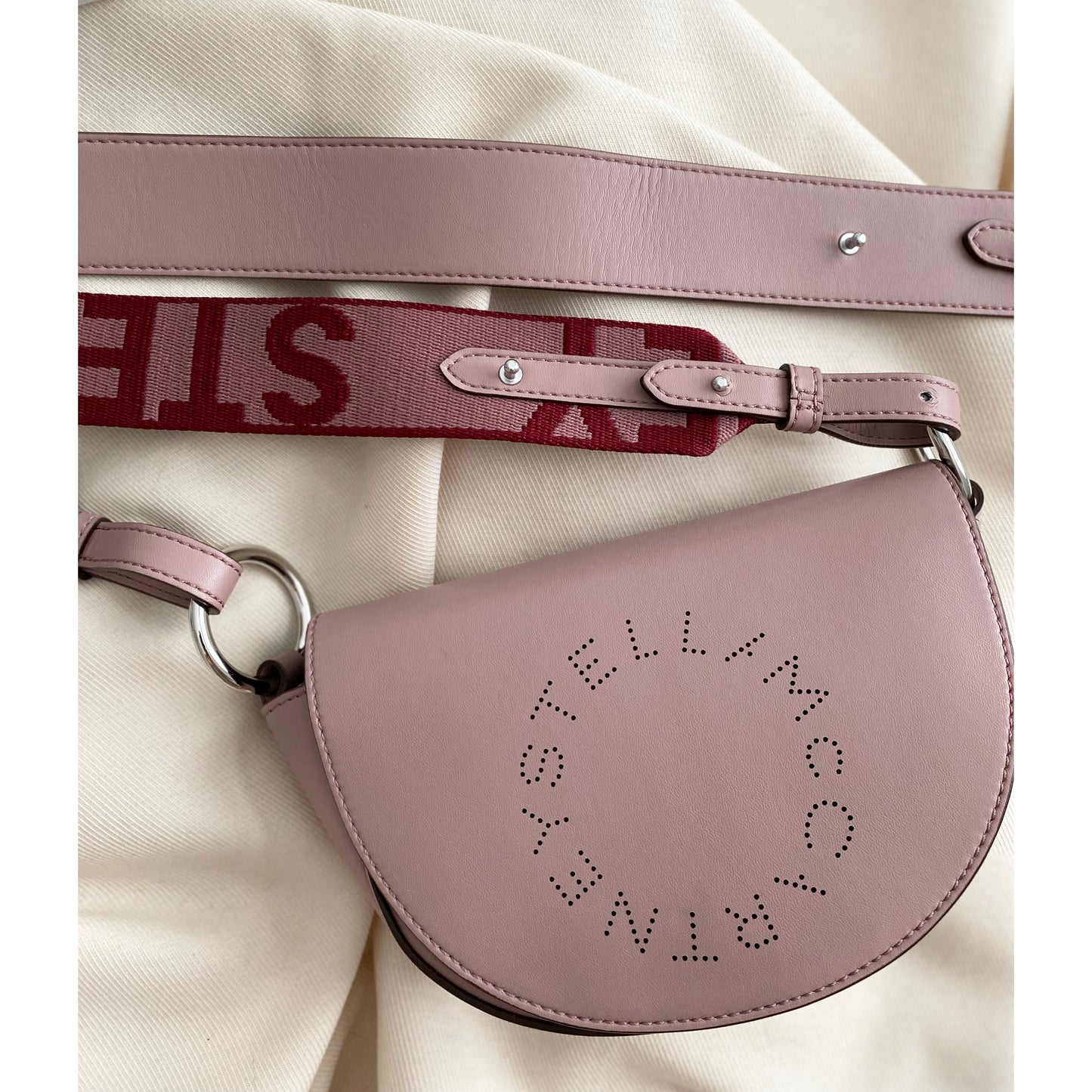 Stella McCartney Half Moon Logo Shoulder Bag in Shell Pink