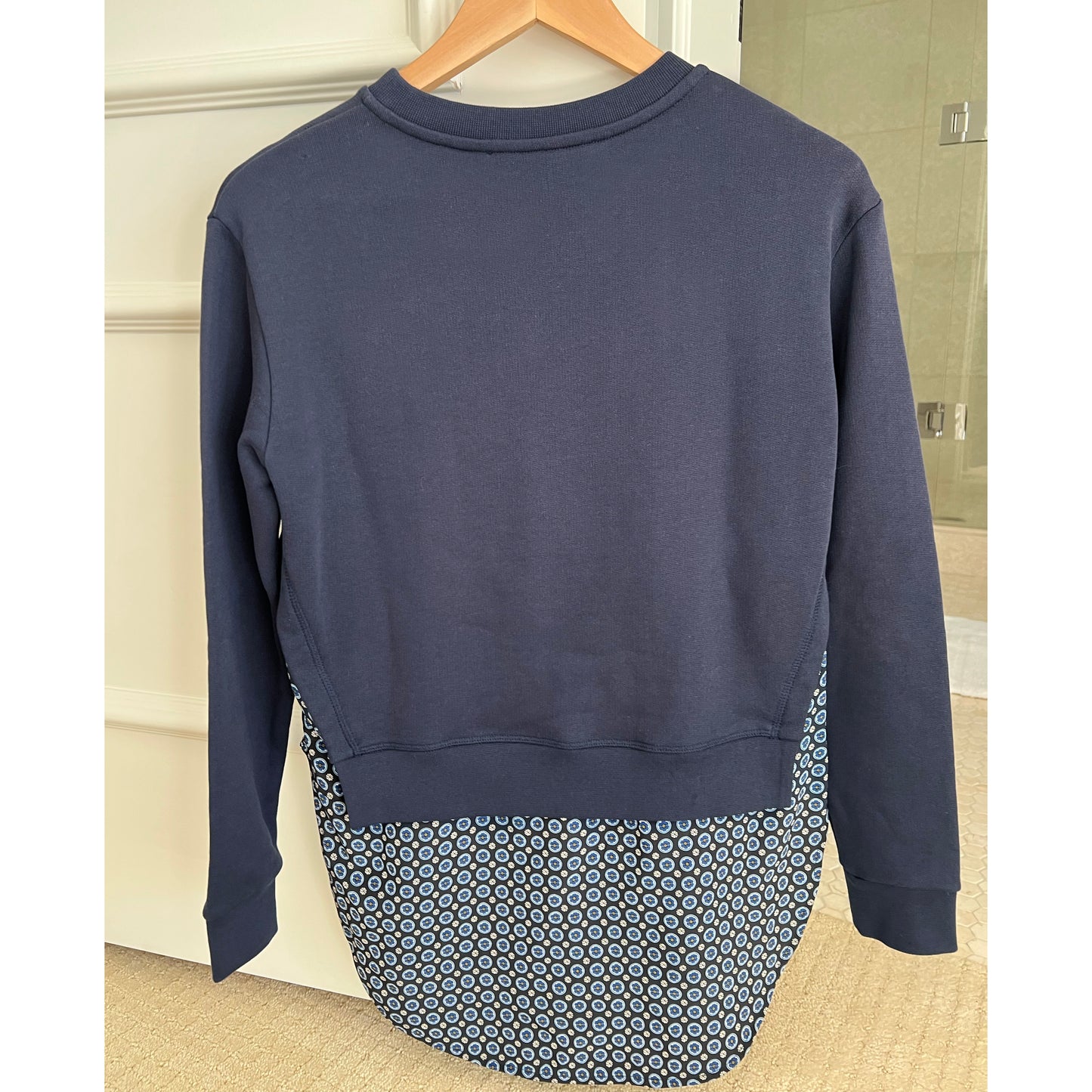 Stella McCartney navy sweatshirt with silk trim, size 36