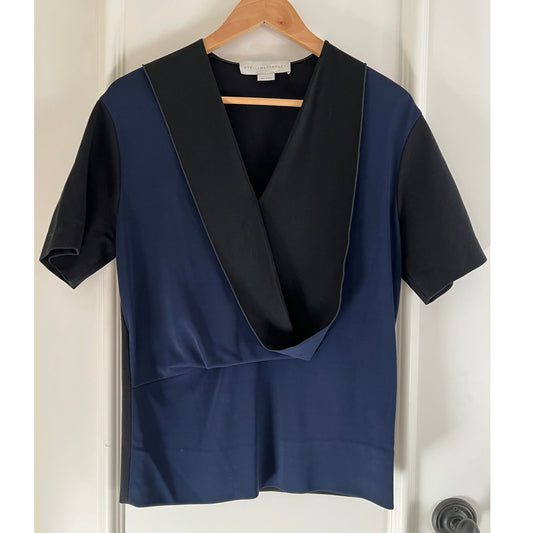 Stella McCartney Blue/Navy Top with Fold Front Detail, size 38 (size 0/2)