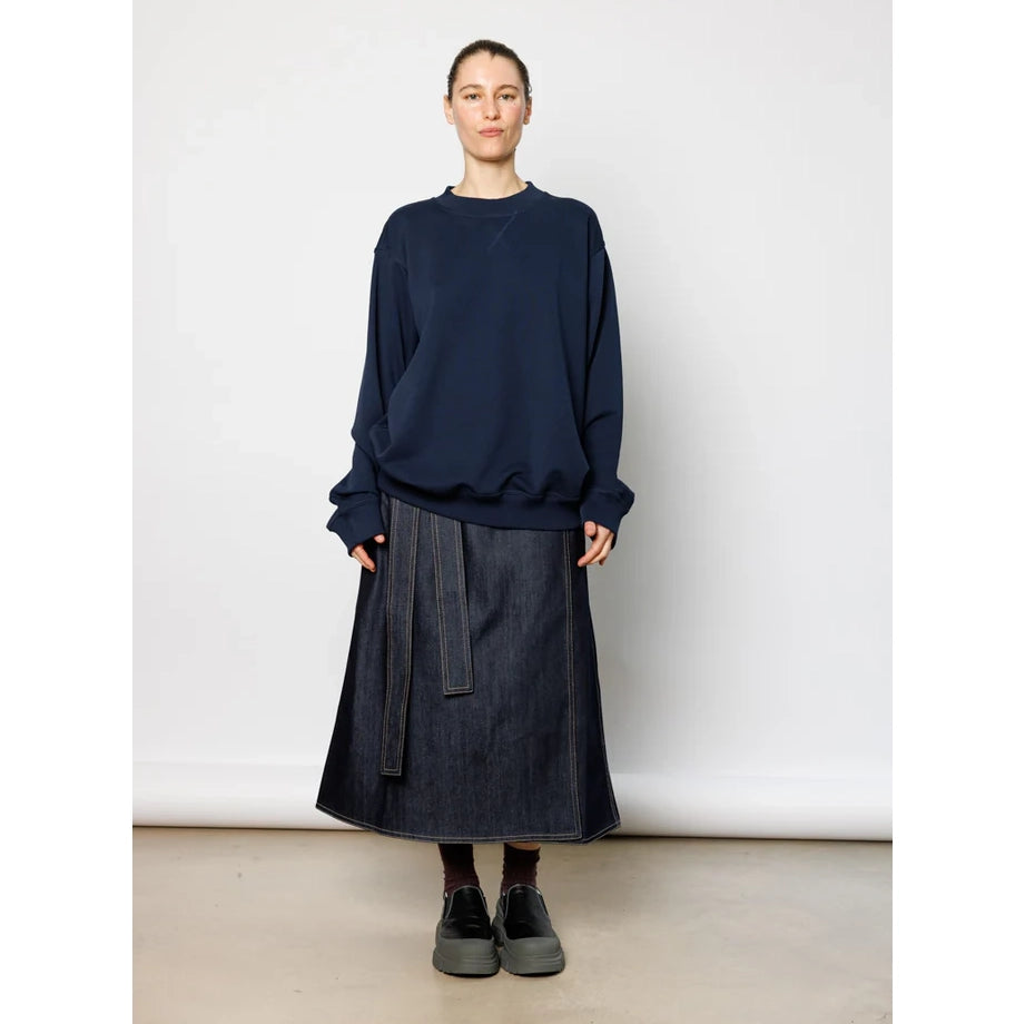 Sofie D'Hoore "Stieglitz" Denim Wrap Skirt in Indigo, size 34