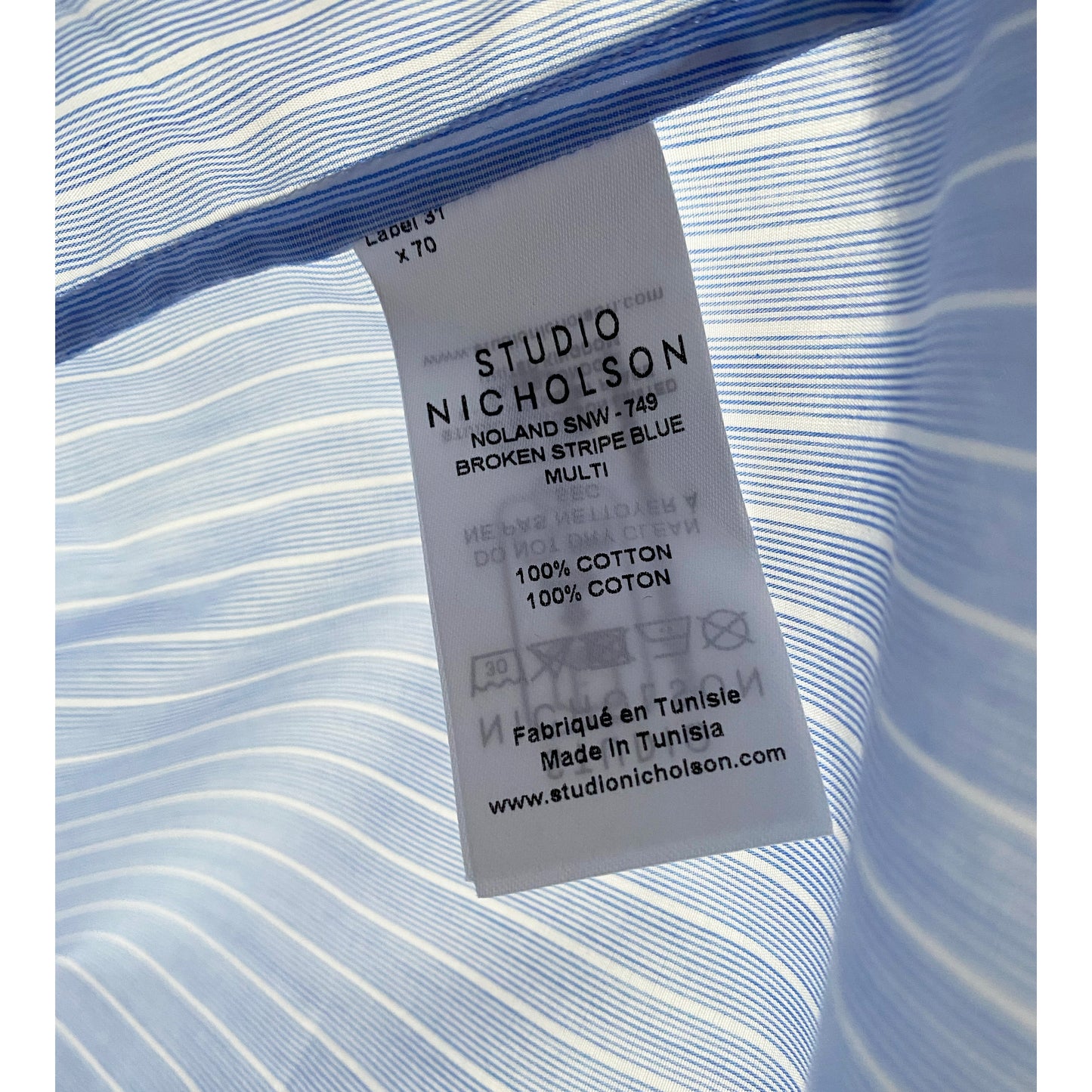 Studio Nicholson "Norman" Striped Shirt in Blue, size "1" (size Small)