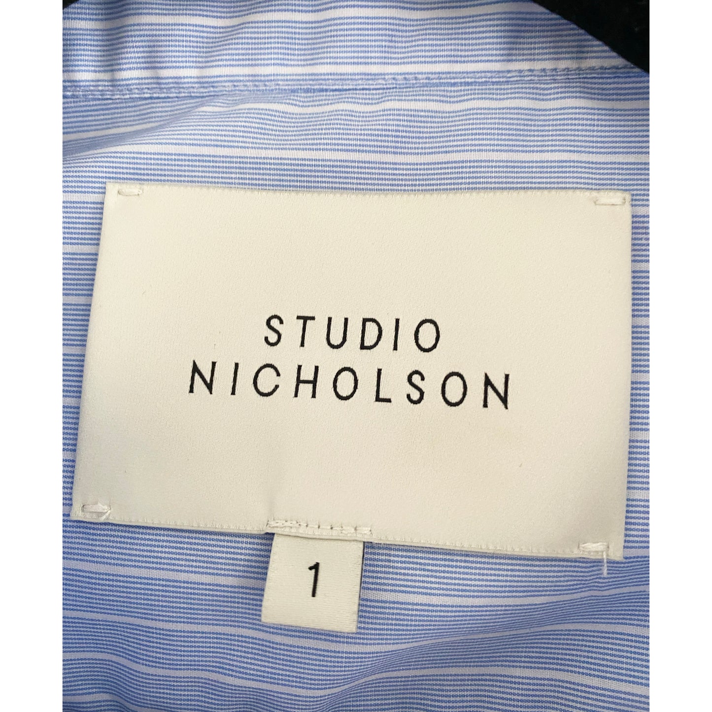 Studio Nicholson "Norman" Striped Shirt in Blue, size "1" (size Small)