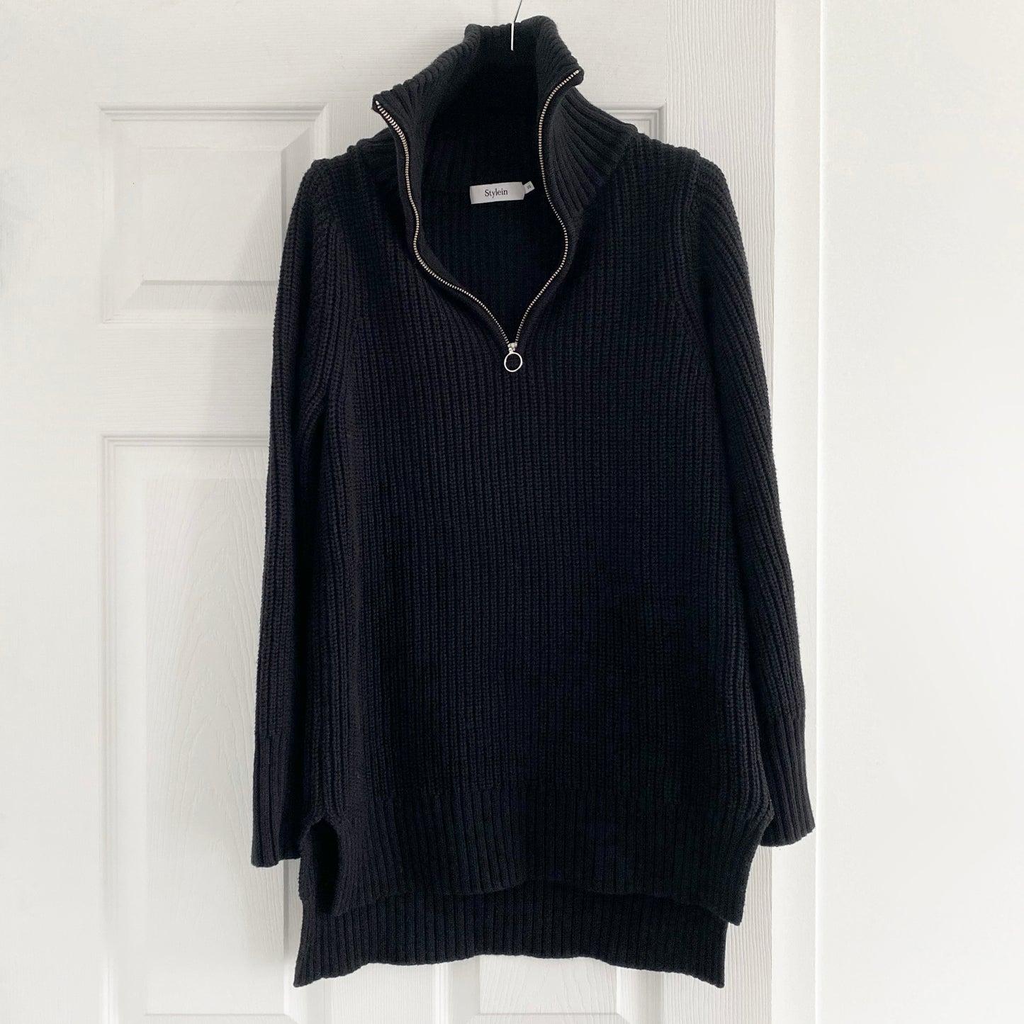 Stylein "Alain" Ribbed Knit Sweater in Black, size XS