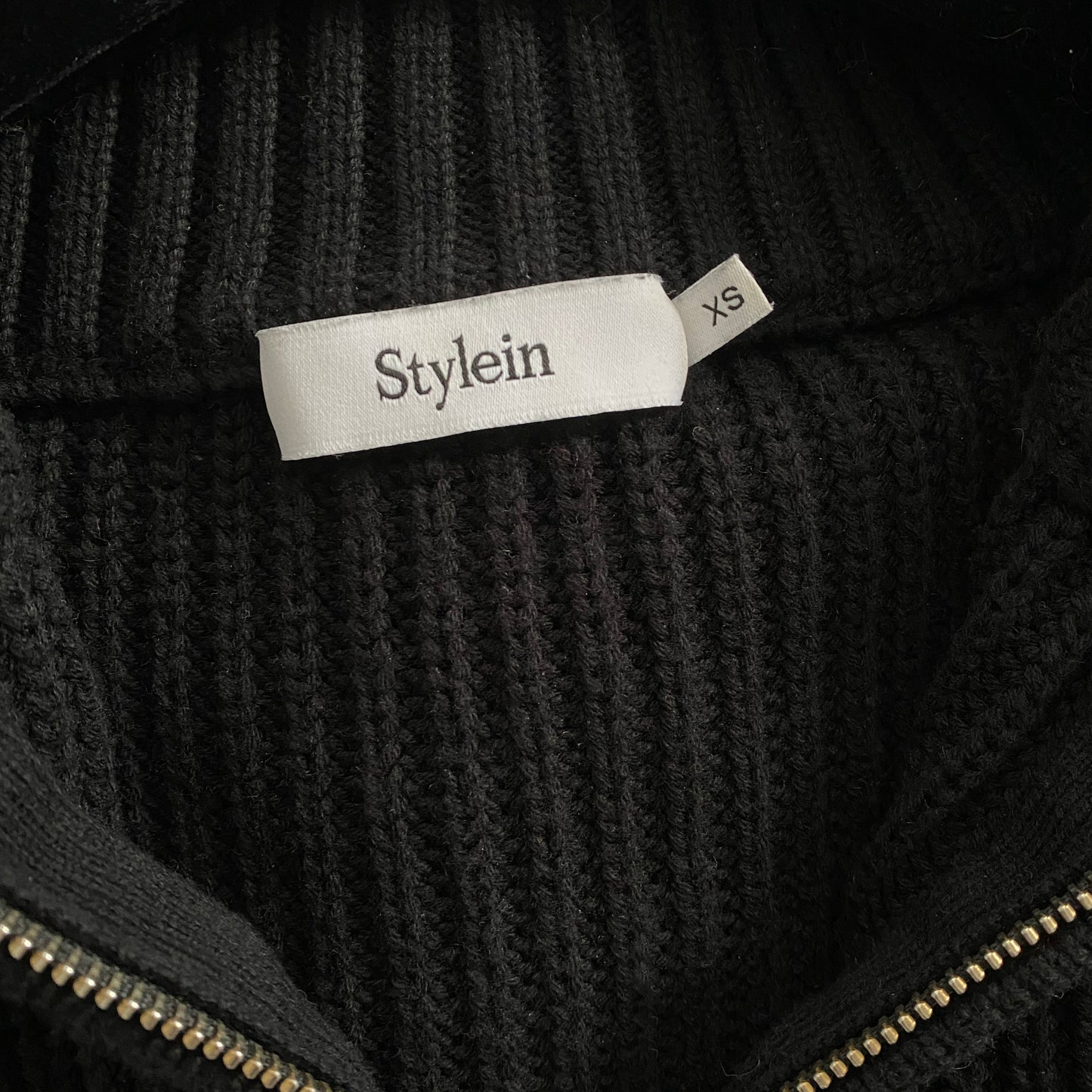 Stylein "Alain" Ribbed Knit Sweater in Black, size XS