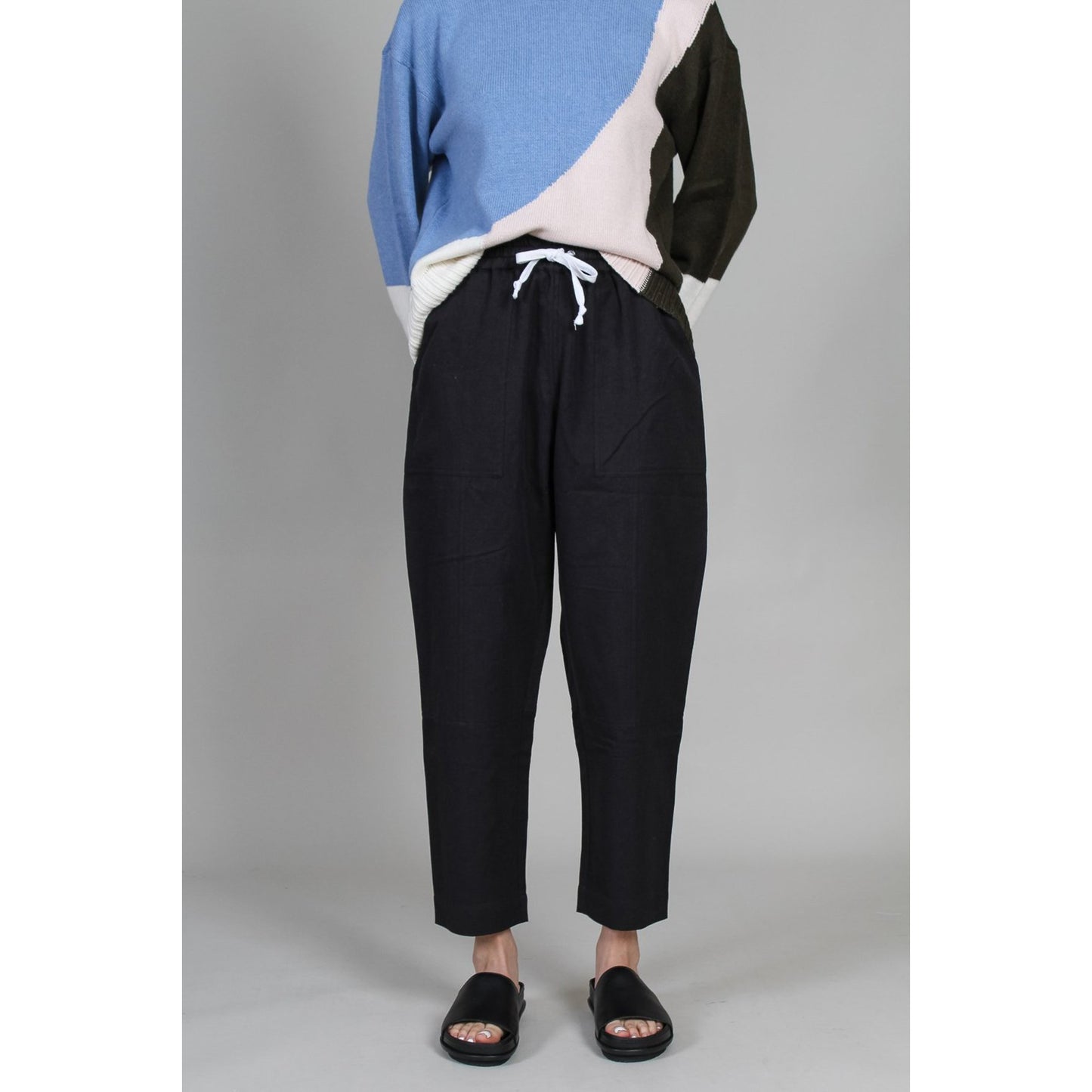 Apiece Apart Cotton/Linen "Surf" Pants in Black, size Large