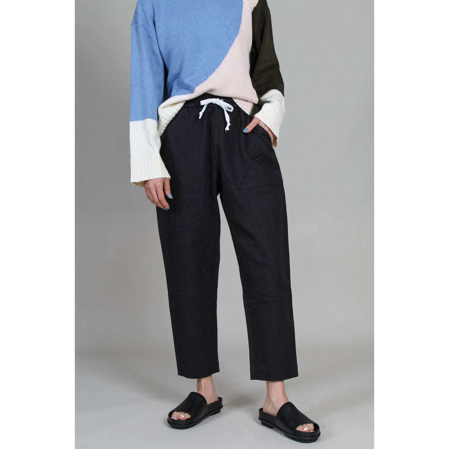 Apiece Apart Cotton/Linen "Surf" Pants in Black, size Large