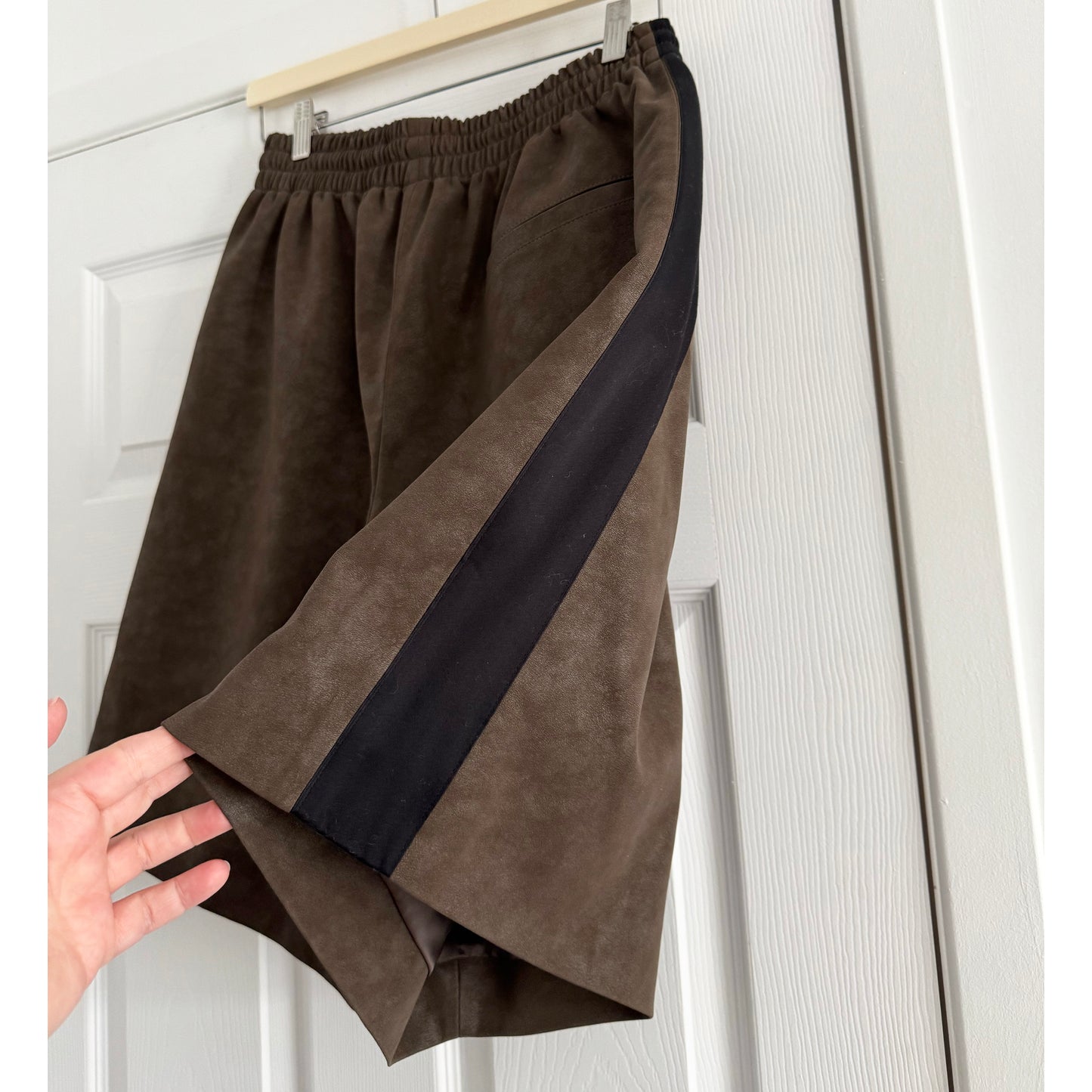 System Faux Suede Shorts in Brown, size 46IT