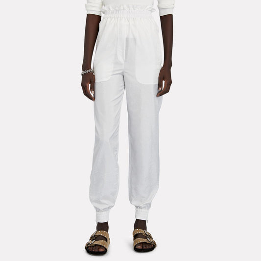 Tibi Nylon Paperbag Waist Pant in White, size XL (fits L/XL)