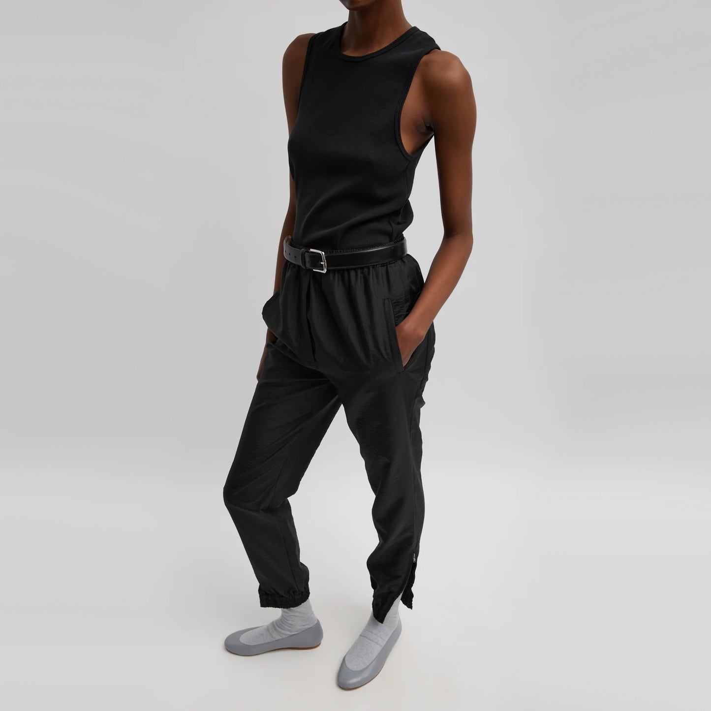 Tibi "Kat" Nylon Jogger in Black, size XL