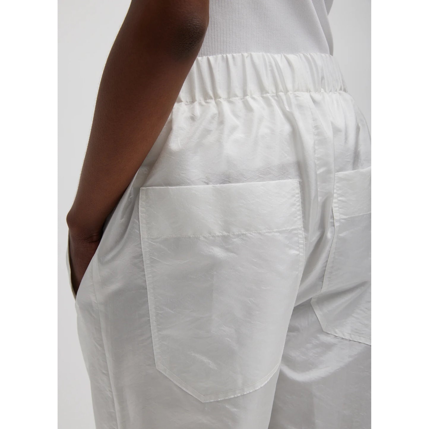 Tibi Crispy Nylon "Wilt" Jogger in White, size XL