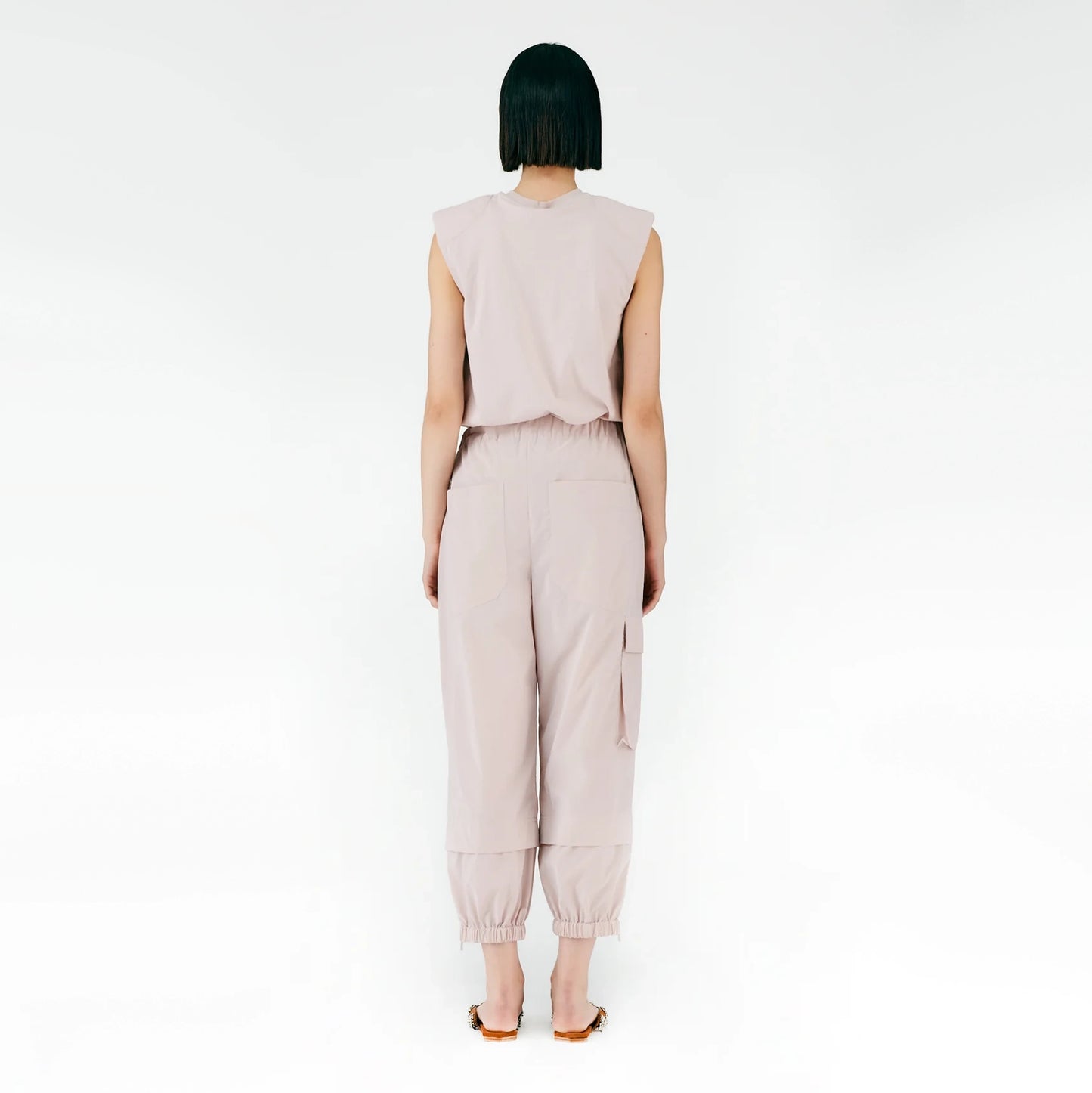 Tibi Crispy Nylon "Wilt" Jogger in "Powder Pink", size Large