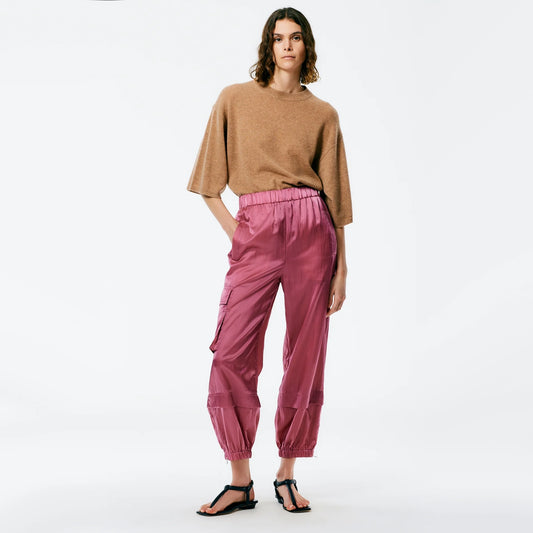 Tibi "Wilt" Silky Nylon Jogger in Rose Pink, size XS