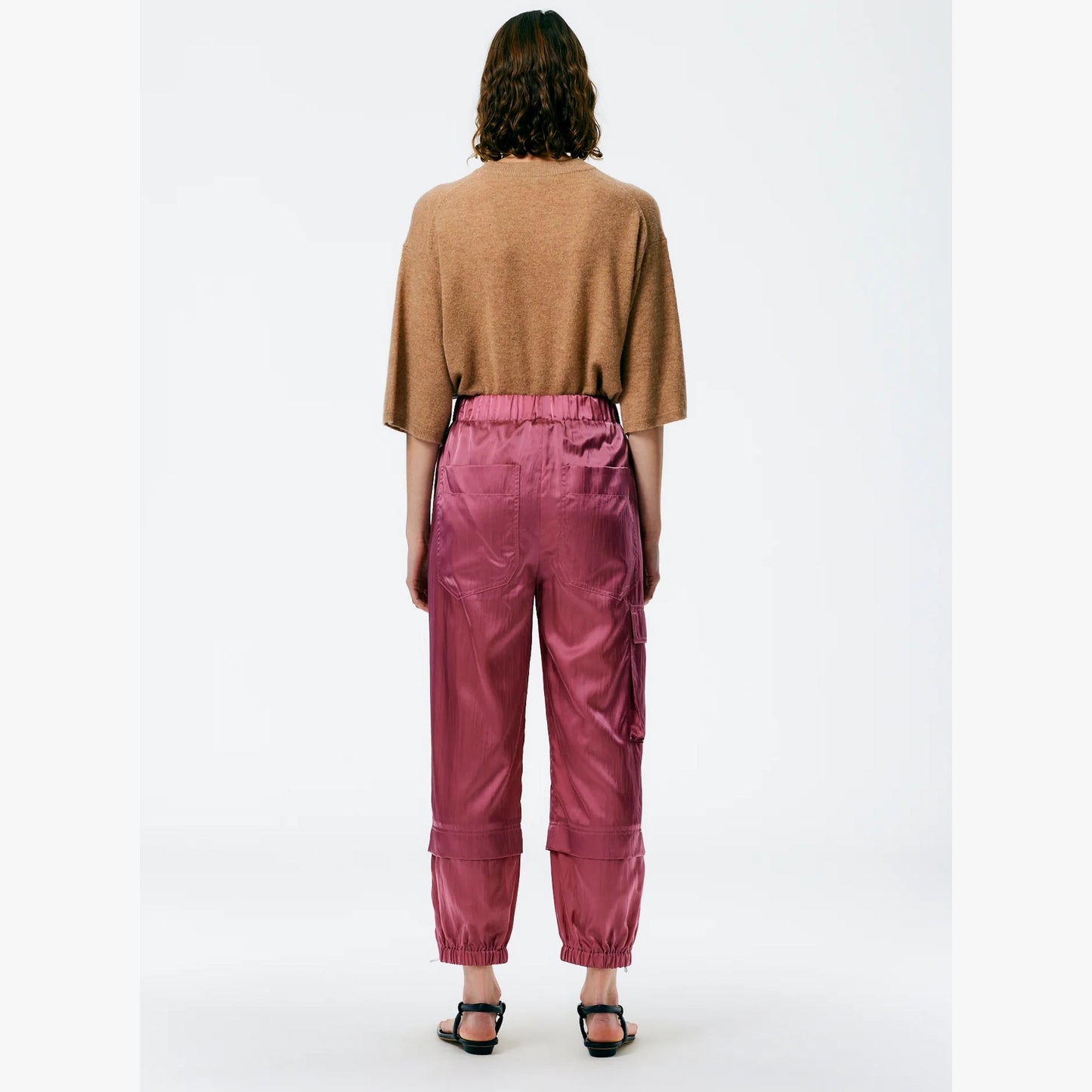 Tibi "Wilt" Silky Nylon Jogger in Rose Pink, size XS