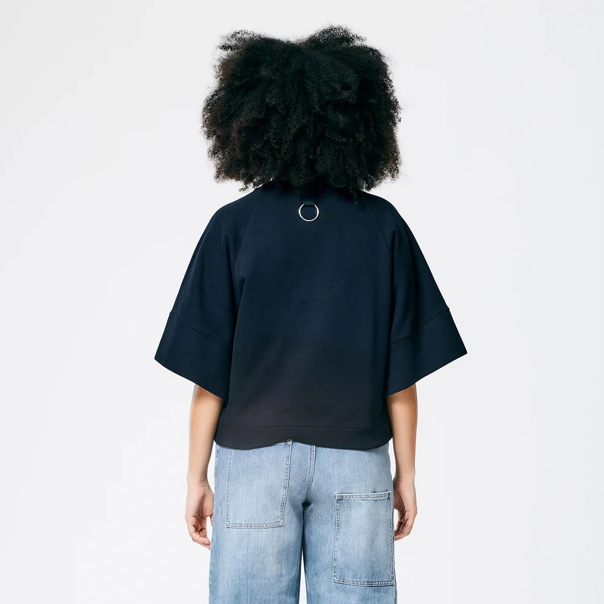 Tibi Crewneck "Easy" Sweatshirt in Navy, size Small