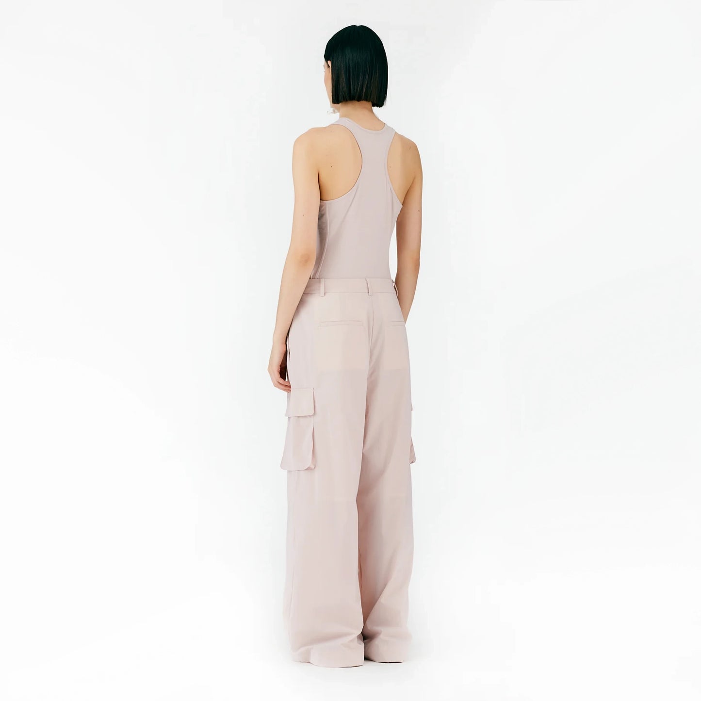 Tibi Powder Nylon Pleated Cargo Stella Pant in "Powder Pink", size 00