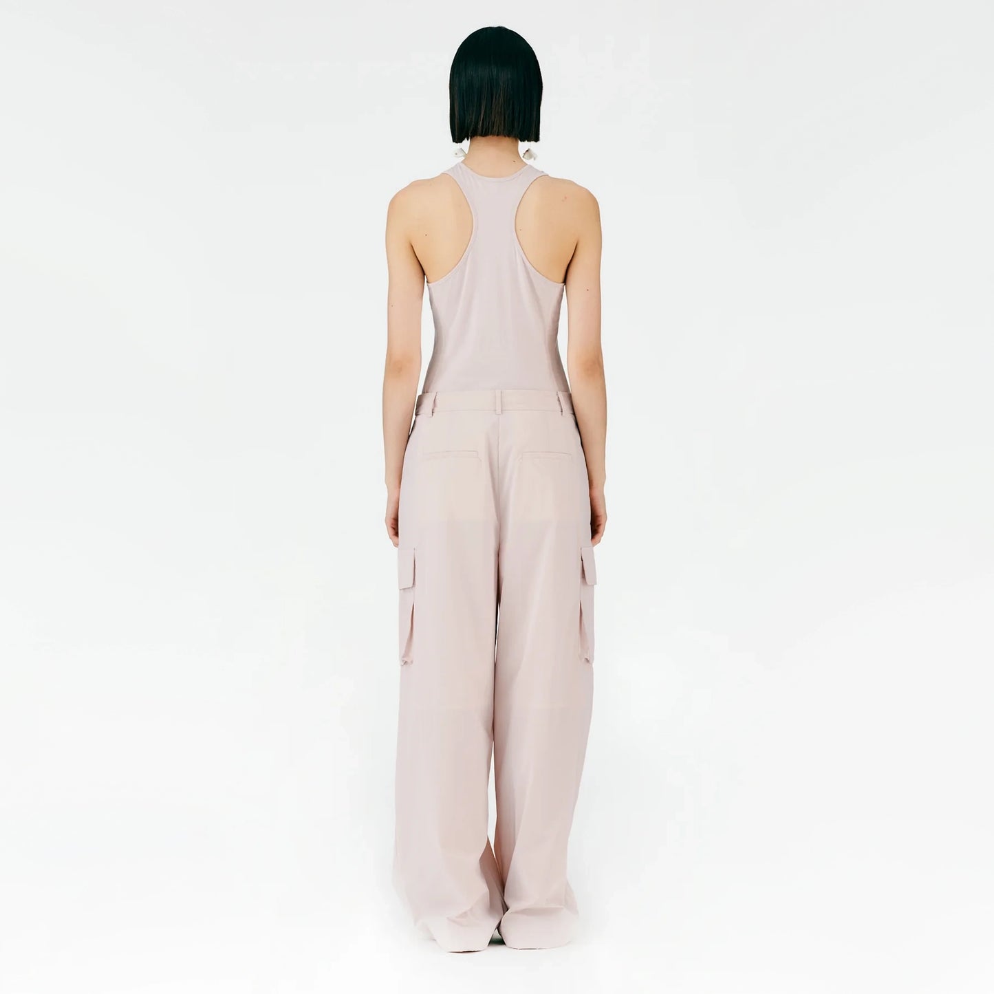 Tibi Powder Nylon Pleated Cargo Stella Pant in "Powder Pink", size 00