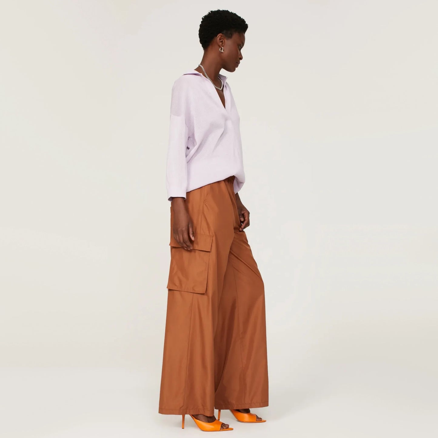 Tibi Italian Sporty Nylon Pull-on Joggers in Sienna, Size Large