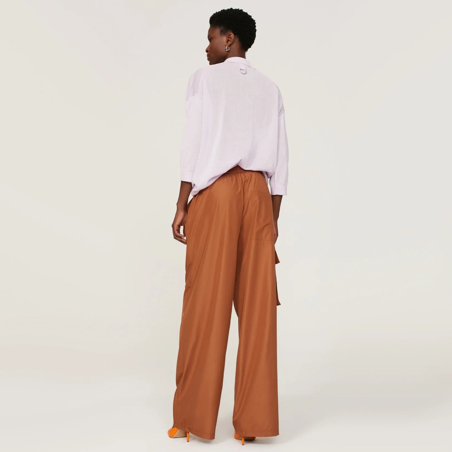 Tibi Italian Sporty Nylon Pull-on Joggers in Sienna, Size Large