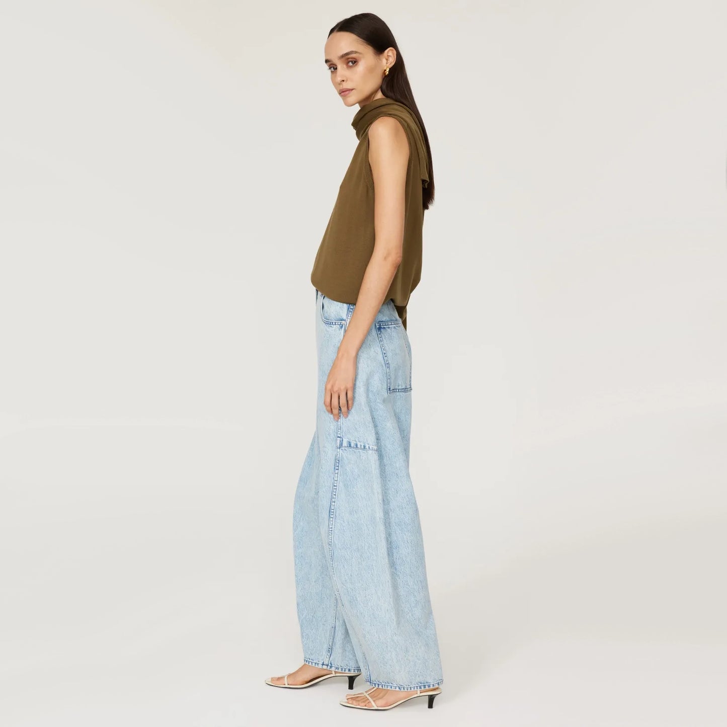 Tibi "Sid" Wide Leg Jeans in Acid Wash, size 29