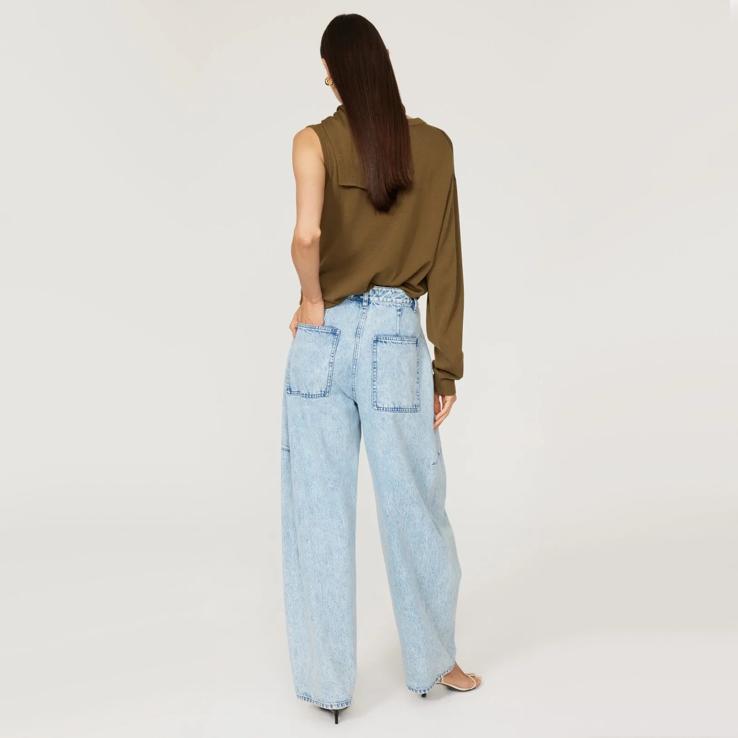 Tibi "Sid" Wide Leg Jeans in Acid Wash, size 29